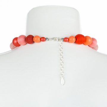 Perlenkette Red Range (inkl. Organza-Beutel), 45 cm lang, Halskette Damen, Made in Germany, mit Glas- und Keramikperlen