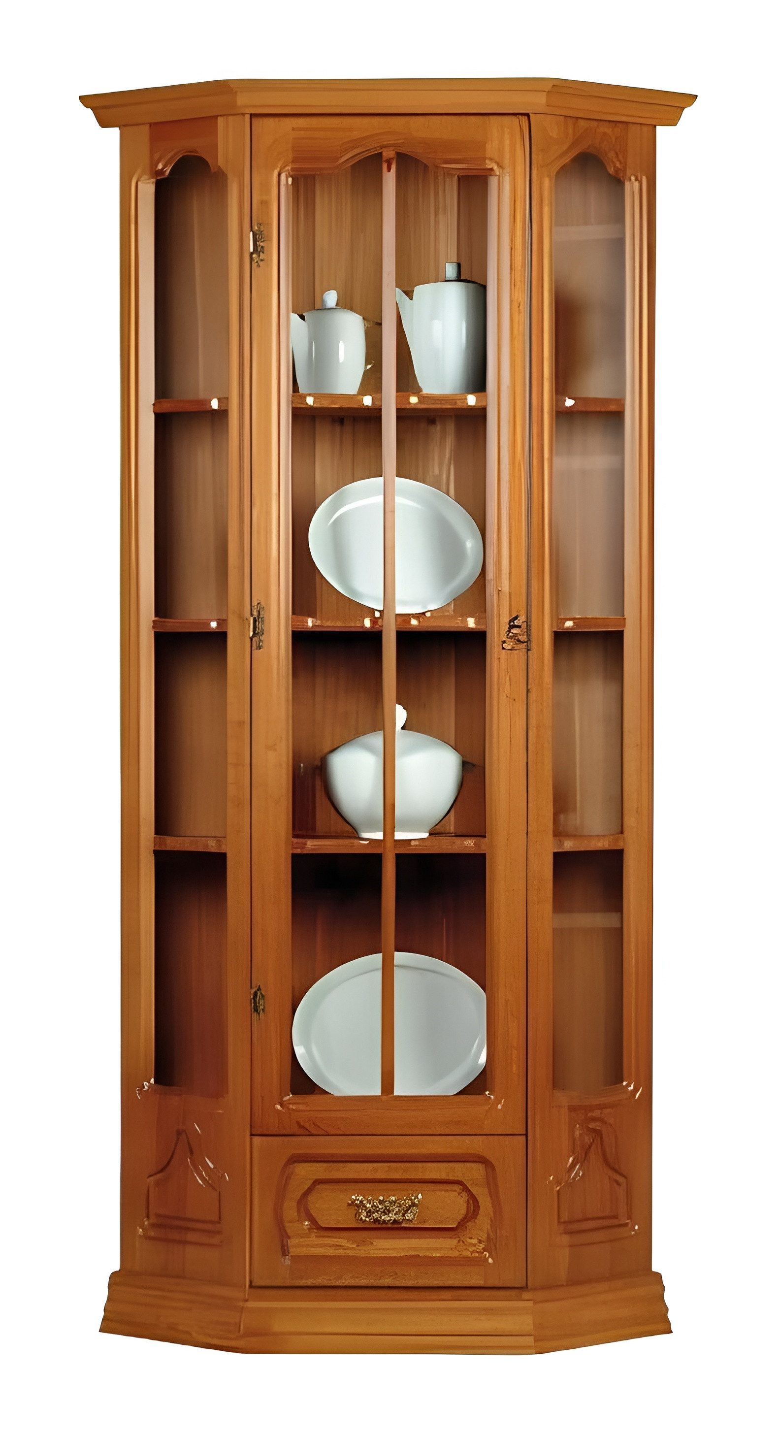 Xlmoebel Eckvitrine Klassische Anrichte mit Glasfront und Stauraum in Holzoptik (1-St., Vitrine 4062292181047) Hergestellt in Europa