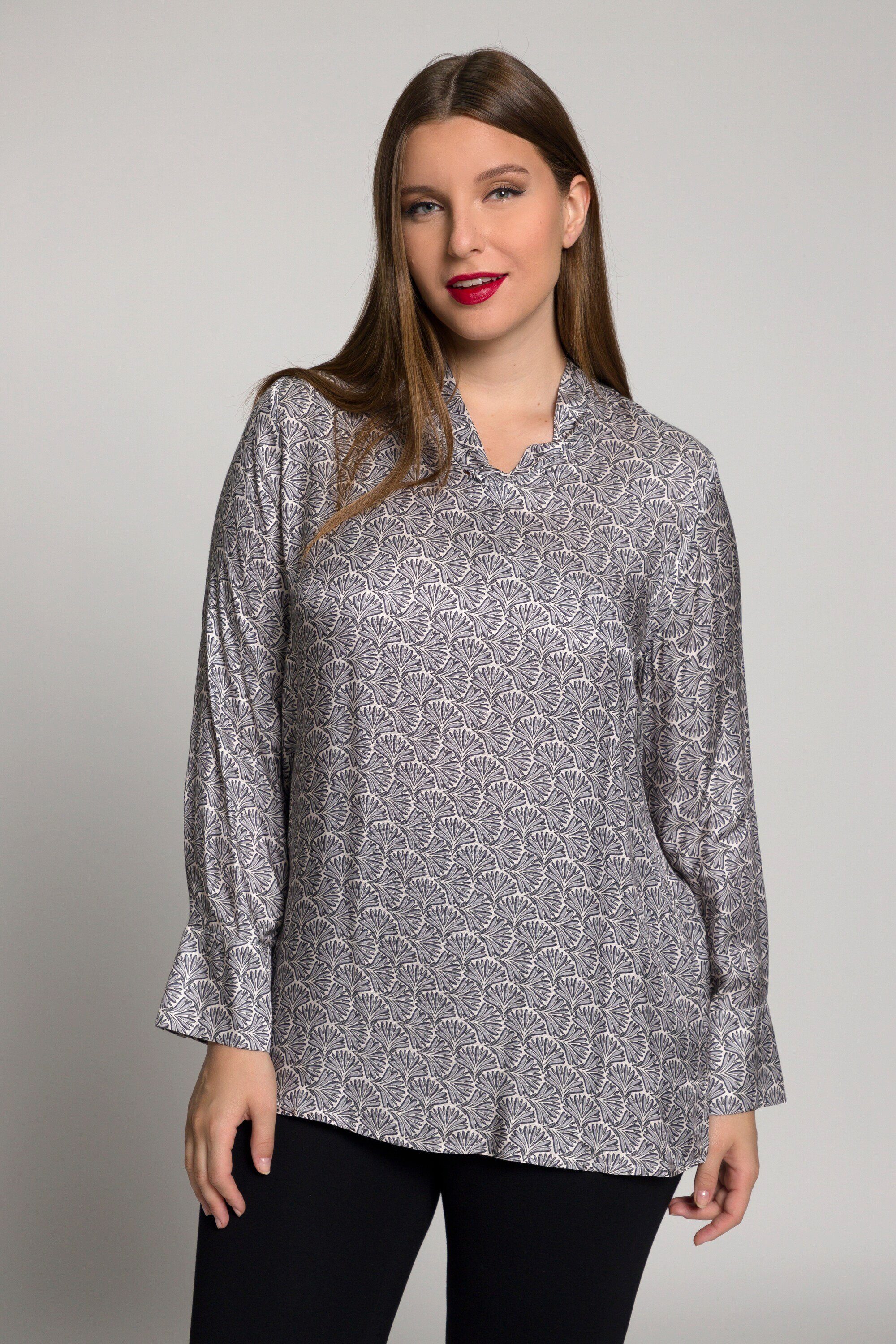 Ulla V-Ausschnitt Schluppenbluse Popken Longbluse florales Muster