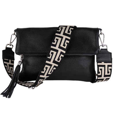 MIRROSI Umhängetasche Damen, Crossbody Bag, Echtleder Made in Italy (1 Tasche 2 Gurte oder Basic Version 1 Tasche 1 Gurt, verstellbaren Schulterriemen), 26x18x2cm (BXHXT)