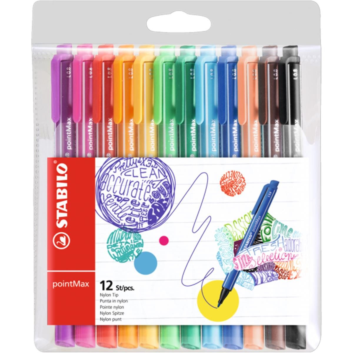 STABILO Faserstift STABILO pointMax Filzstift - 0,8 mm - 12er Set