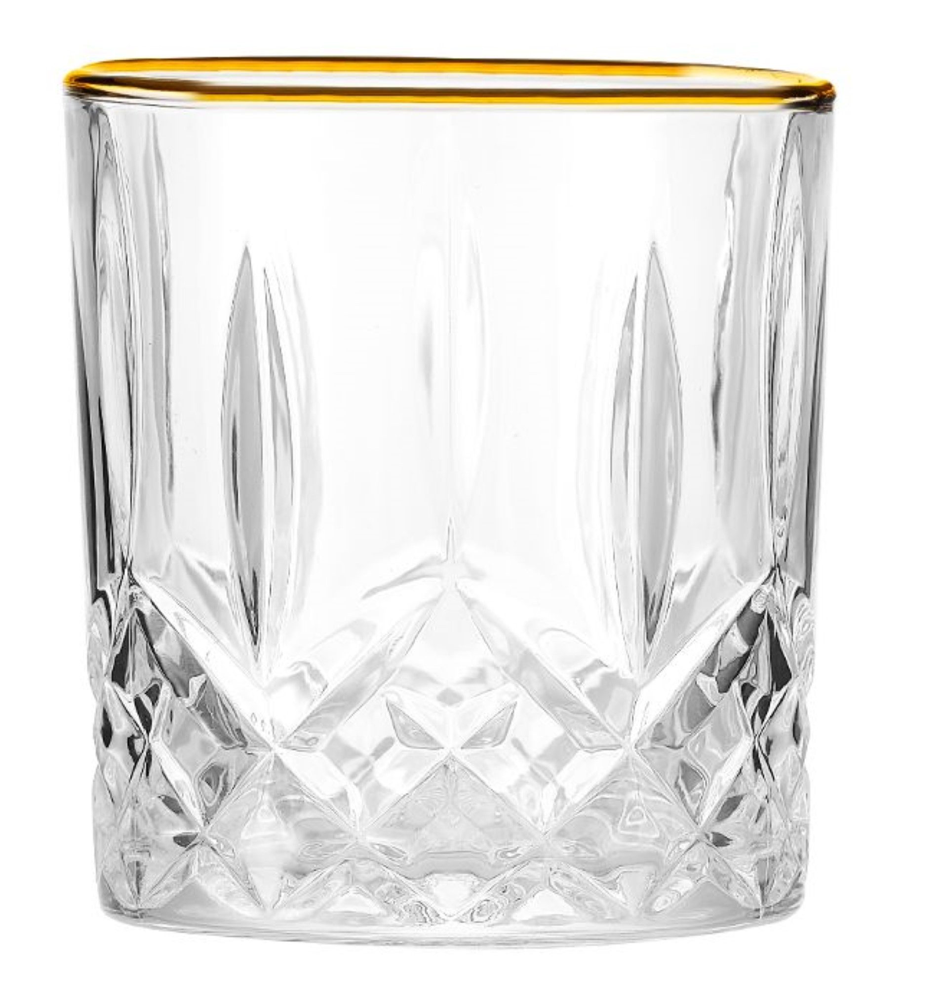 Cheffinger Gläser-Set 6 tlg. Gläser-Set 340ml Vintage-Retro Design Goldumrandung