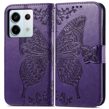 Wigento Handyhülle Für Xiaomi Redmi Note 13 Pro Poco X6 Tasche Wallet Schmetterling Motiv