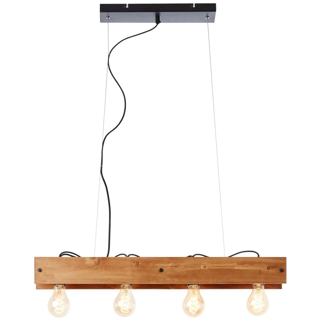 Brilliant Pendelleuchte Calandra, 4x Lampe, Calandra schwarz/holzfarbend, A60, Pendelleuchte E27, 4 4flg