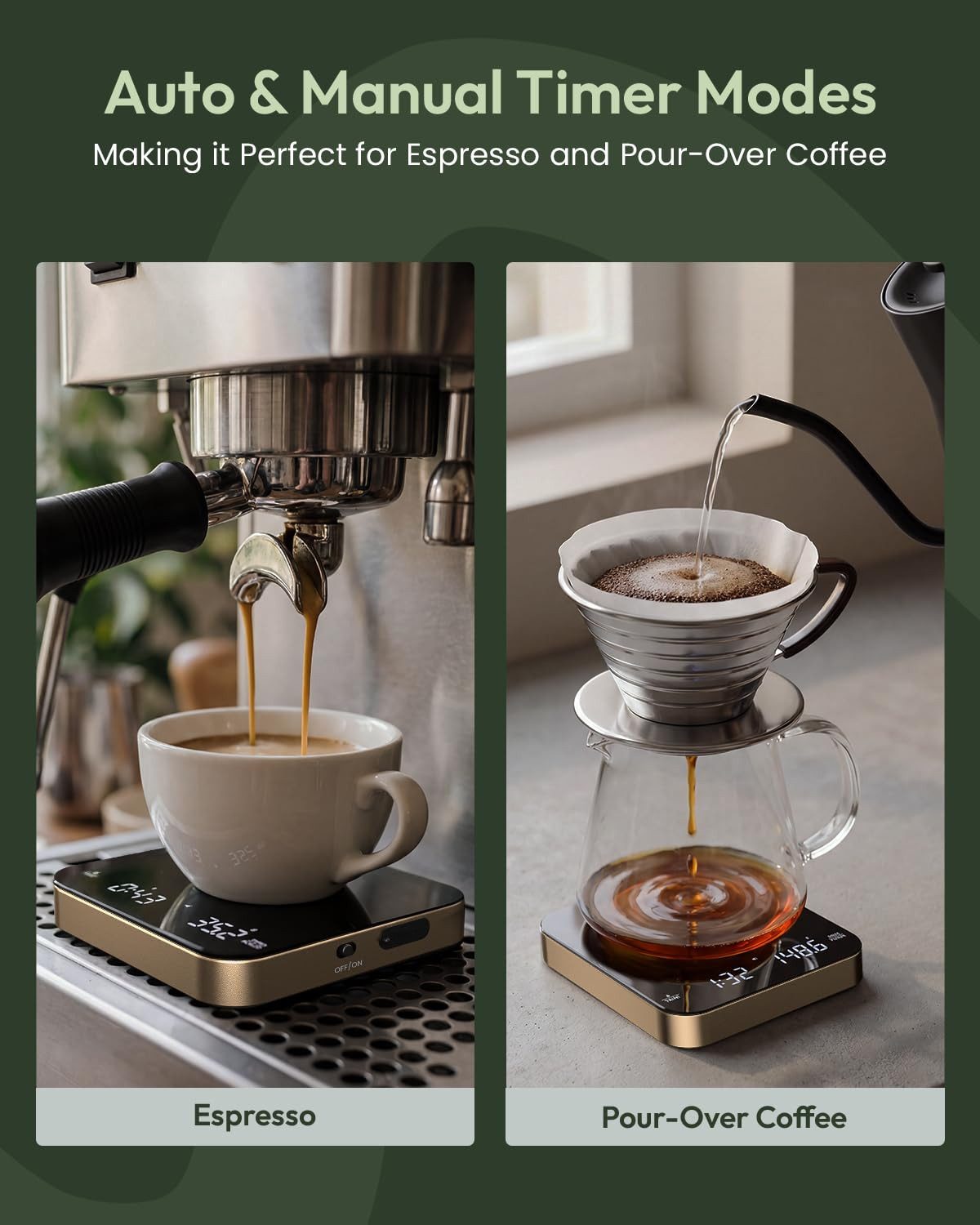 Maestri House Küchenwaage K112 Espressowaage mit Auto-Timer, 0,1 g / 2 kg, (1-tlg., Glasoberfläche für Espresso und Pour Over), Touch-Bedienung, USB-C, Tara, St – Bild 4 von 5