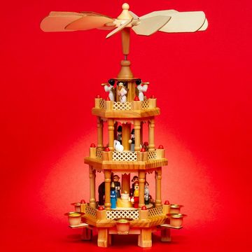 SIKORA Weihnachtspyramide P34 Tradition aus Holz mit 3 Etagen H:35cm