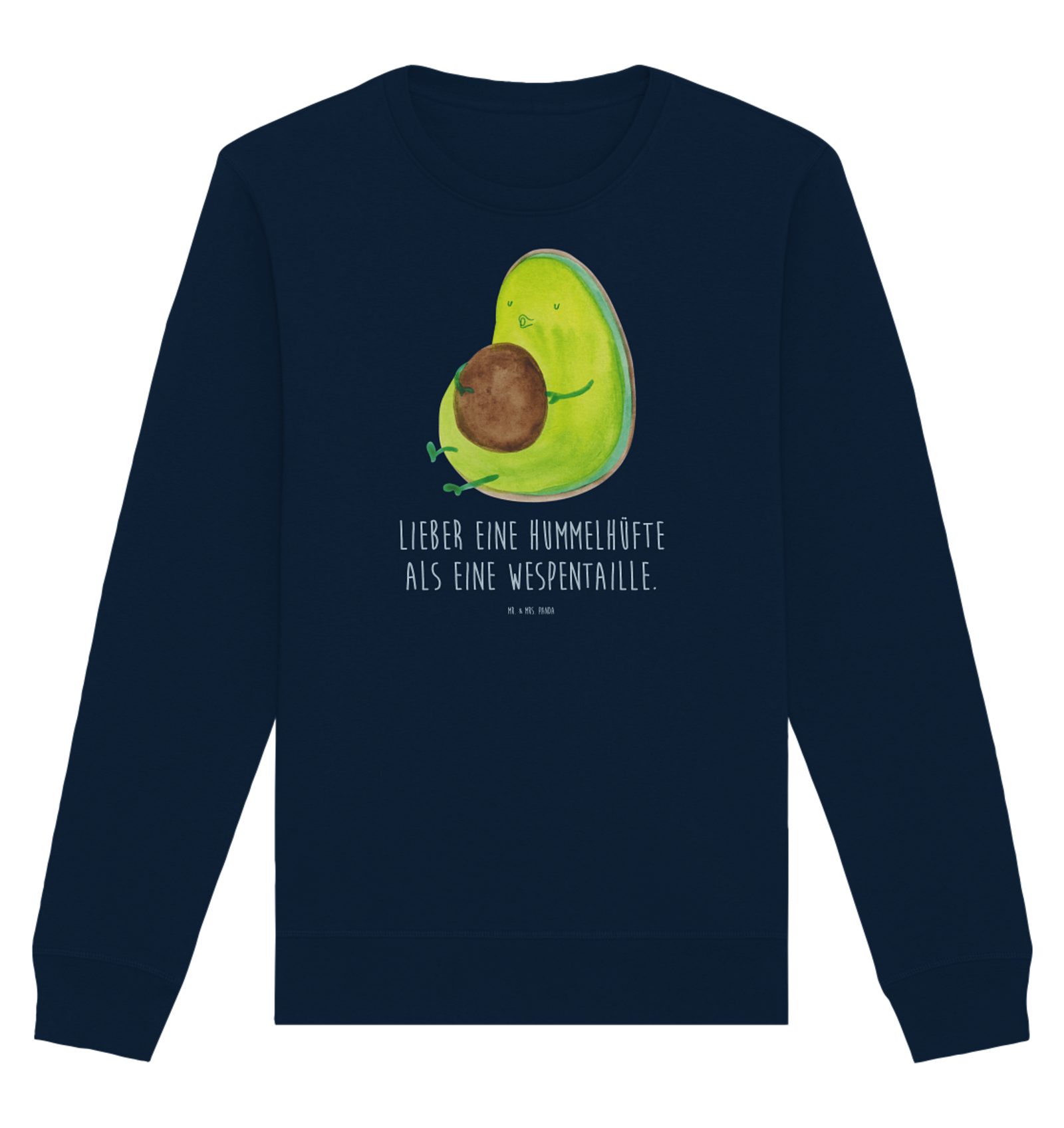 Longpullover Avocado Pfeifen Größe XS - French Navy - Geschenk, Pullover, Vegan, V