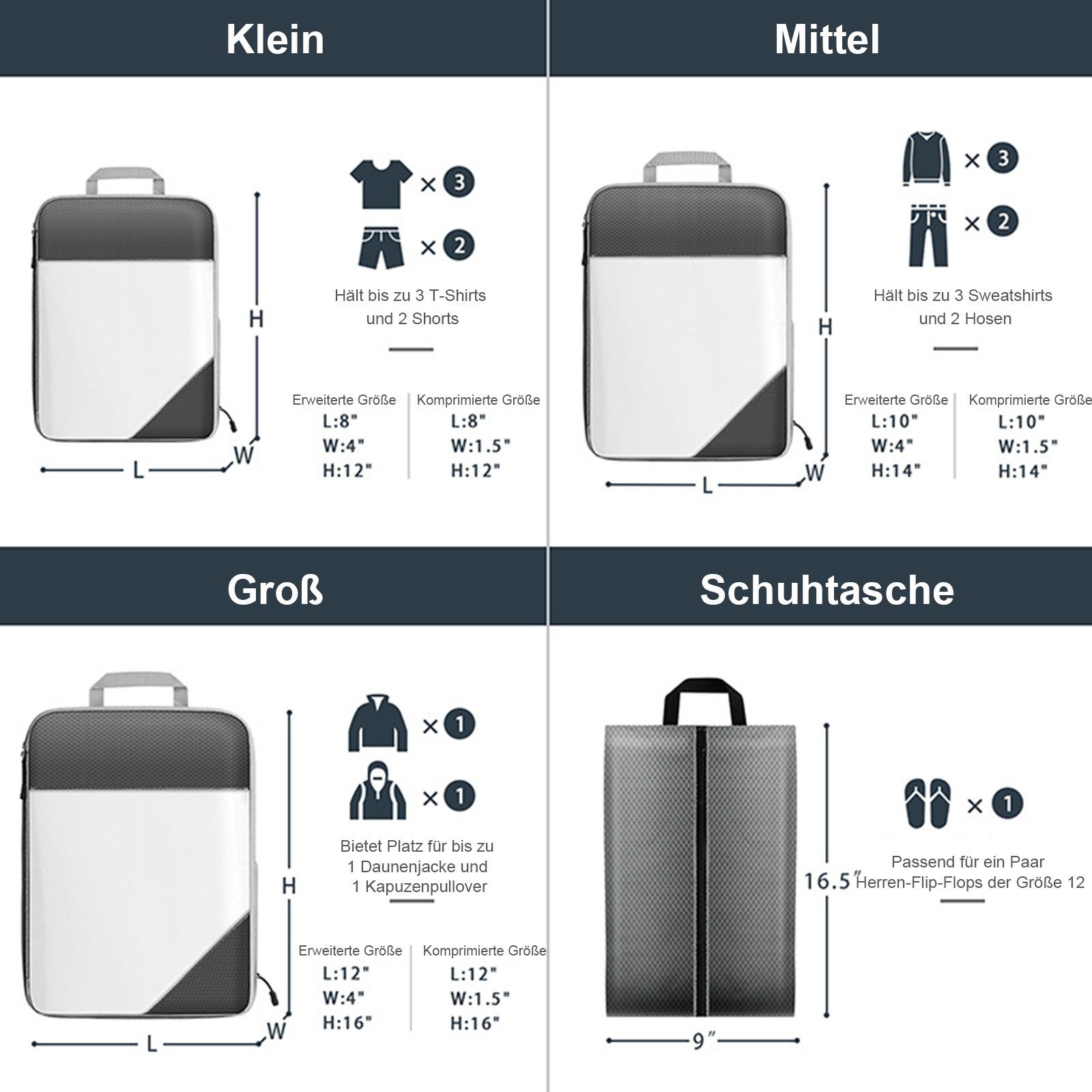 OKWISH Kofferorganizer Reise Kleidungstaschen Kleider Kompression günstig online kaufen