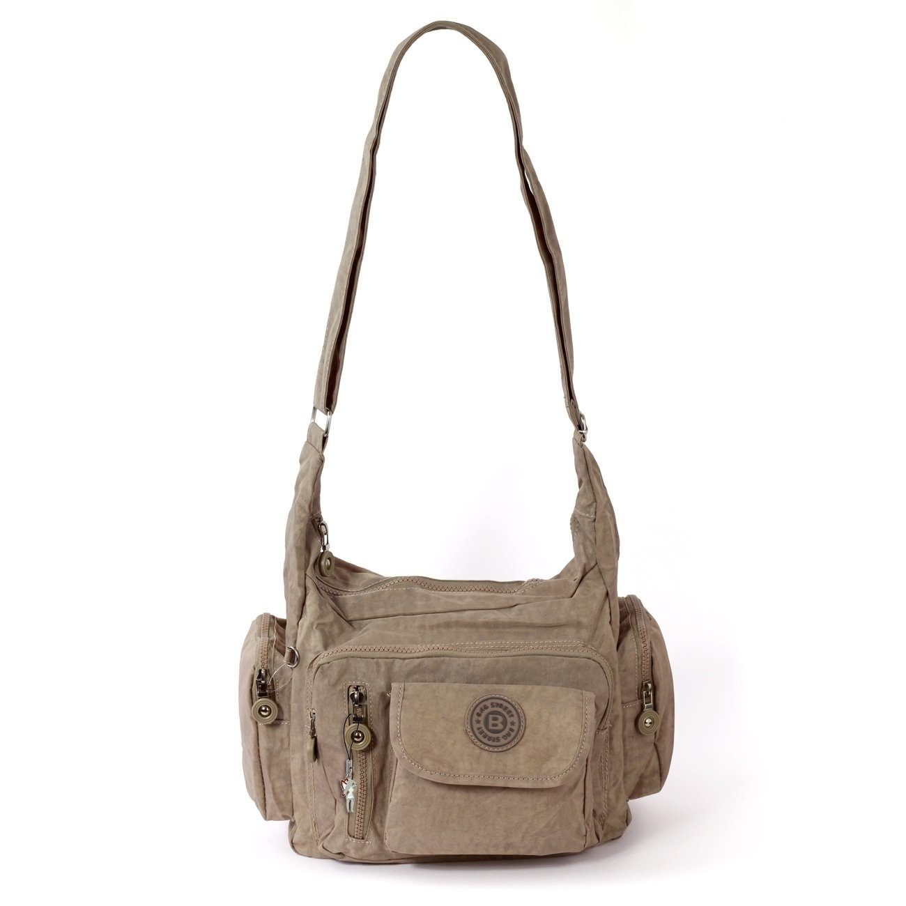 BAG STREET Schultertasche Bag Street Damenhandtasche Schultertasche (Schultertasche), Damen, Jugend Schultertasche Nylon, stone (grau) ca. 30cm x ca. 22cm