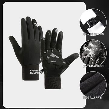 Rutaqian Fahrradhandschuhe Touchscreen Handschuhe, Sport Elastisch Gloves für Herren Damen Touchscreen, Warmhalten, Anti-Verlust