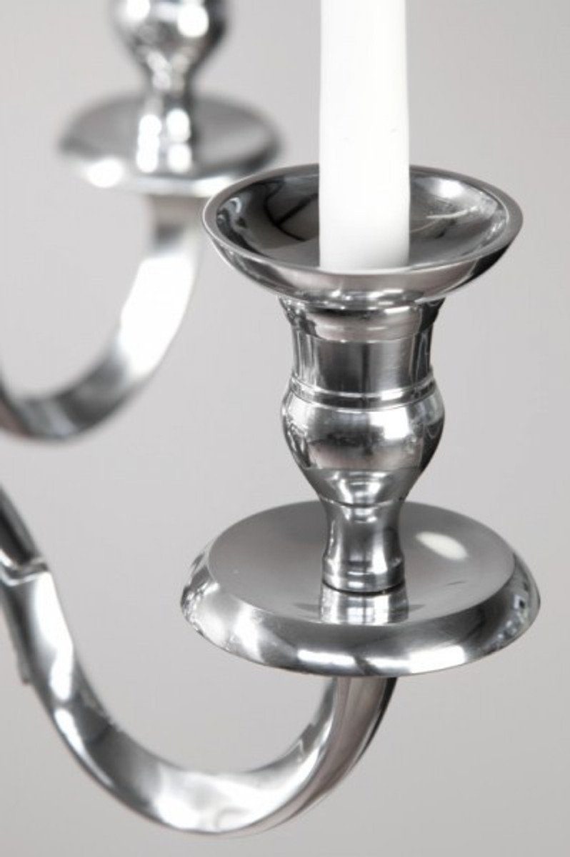 Casa Padrino Kerzenhalter Kerzenständer - 5-armig Kerzenhalter poliertem 120 Shine aus Silber Designer cm Höhe Classic Aluminium