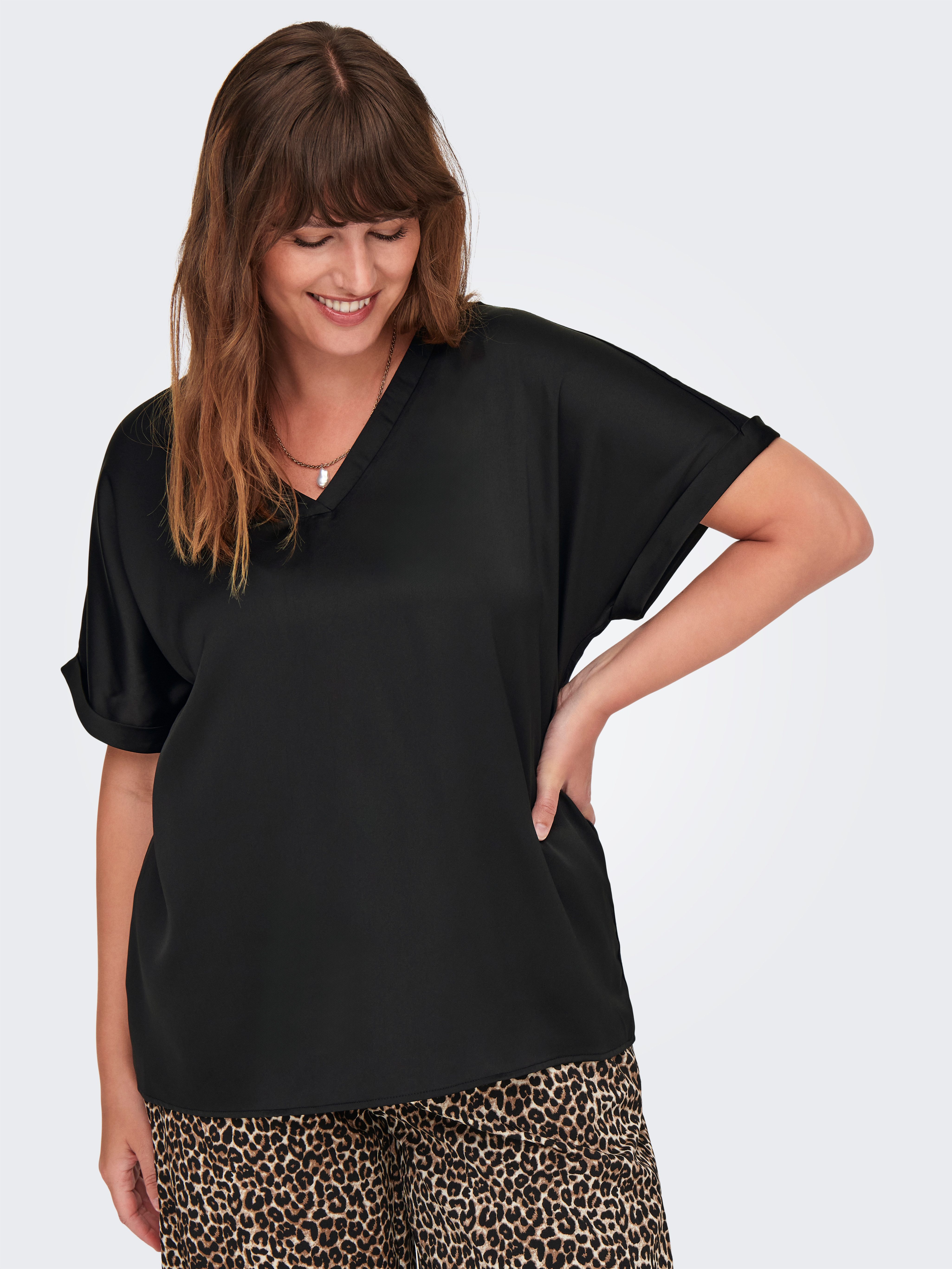 ONLY CARMAKOMA Shirtbluse CARBRYNJA LIFE S/S IN-ONE TOP WVN in glänzender O günstig online kaufen