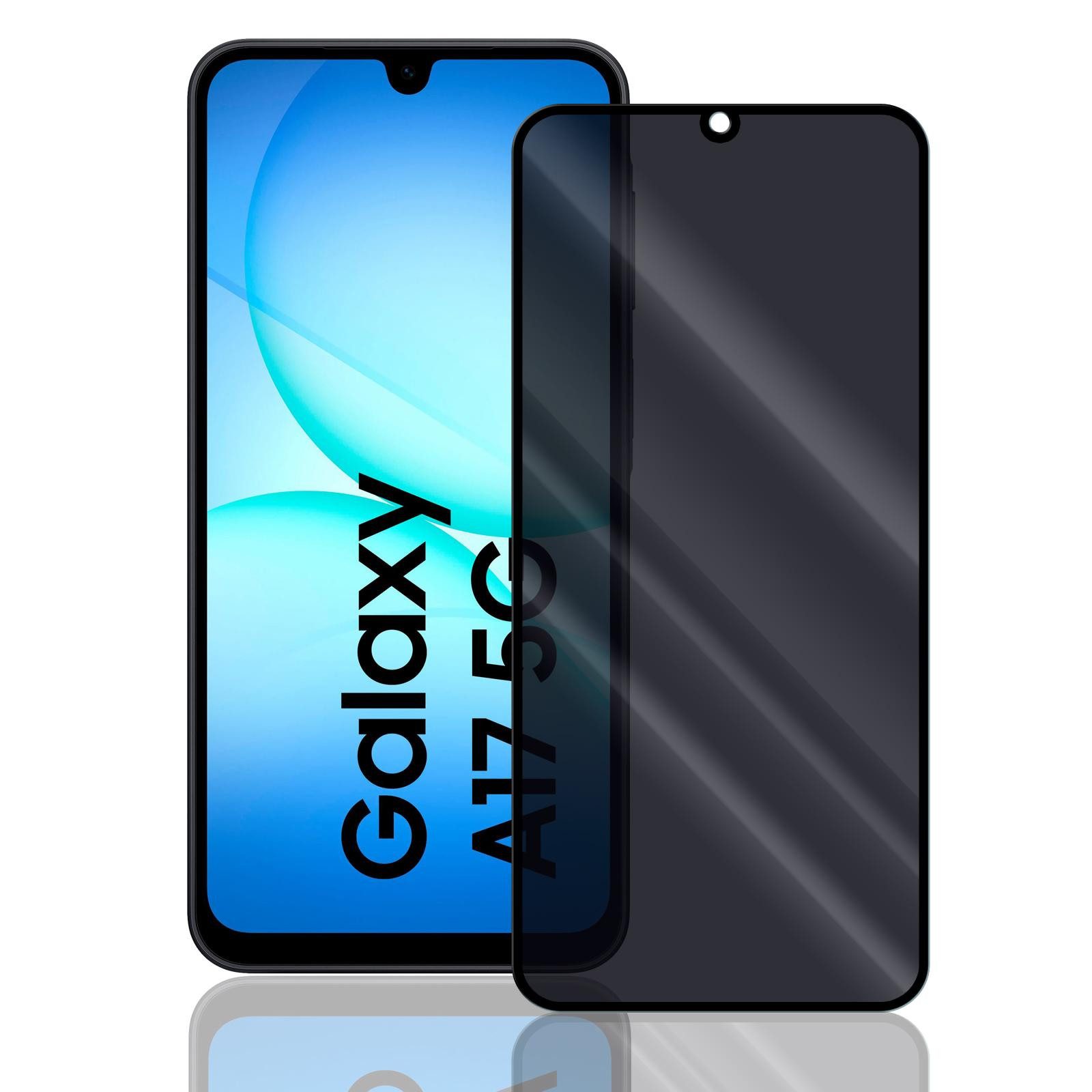 Numerva Schutzfolie Panzer Folie Echt Glas Folie für Samsung Galaxy A17, (1x Schutzfolie 2x Reinigungstücher), Anti Spy Schutzfolie Blickschutz Glasfolie Sichtschutzfolie