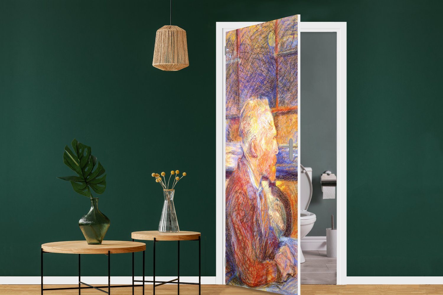 Henri Matt, - Fototapete Toulouse-Lautrec MuchoWow cm Vincent 75x205 Türaufkleber, Gogh, de Tür, van für St), Türtapete (1 bedruckt, von Porträt