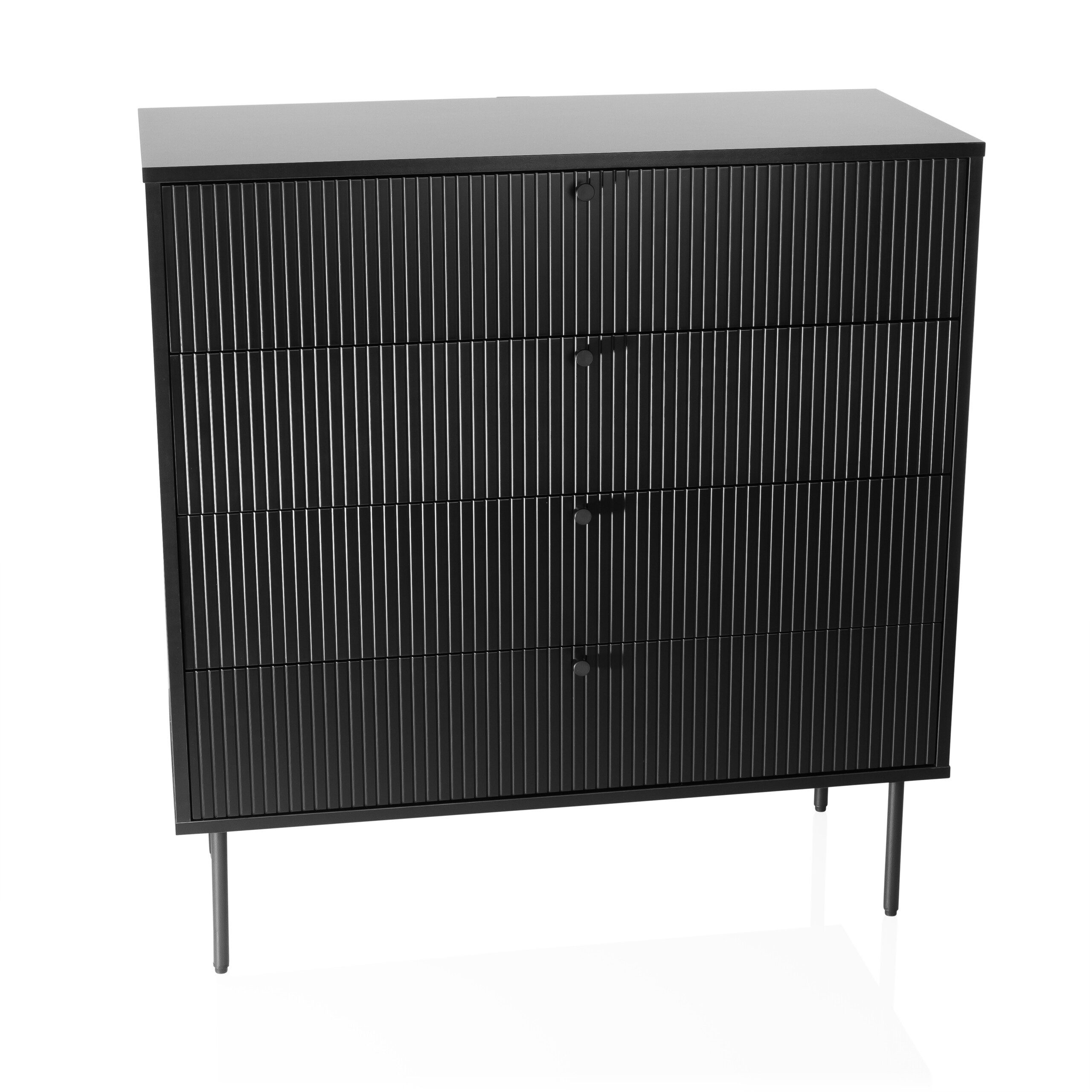 hjh LIVING Kommode KARBY K Sideboard H/B/T: 95.0 x 90.0 x 40.0 cm, Schubladenschrank Schrank mit 4 Schubladen, Metallfüße