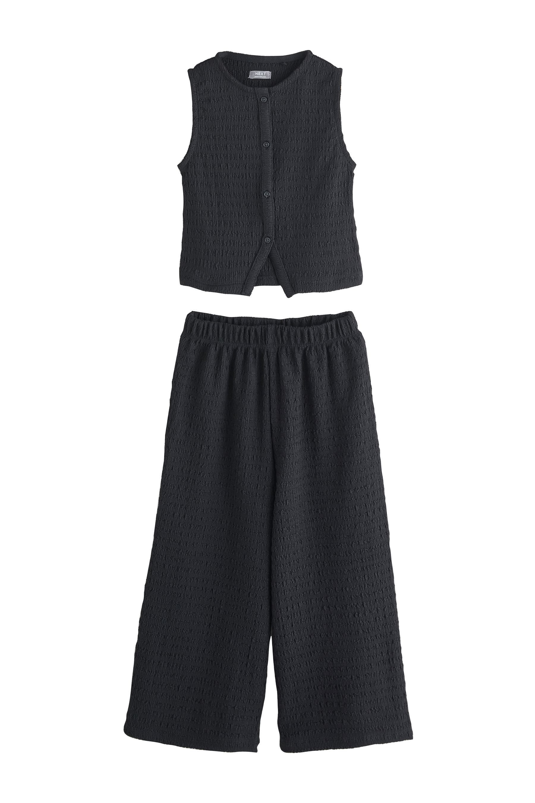 Next Top & Hose Strukturierte Weste und weite Hose im Set (2-tlg)