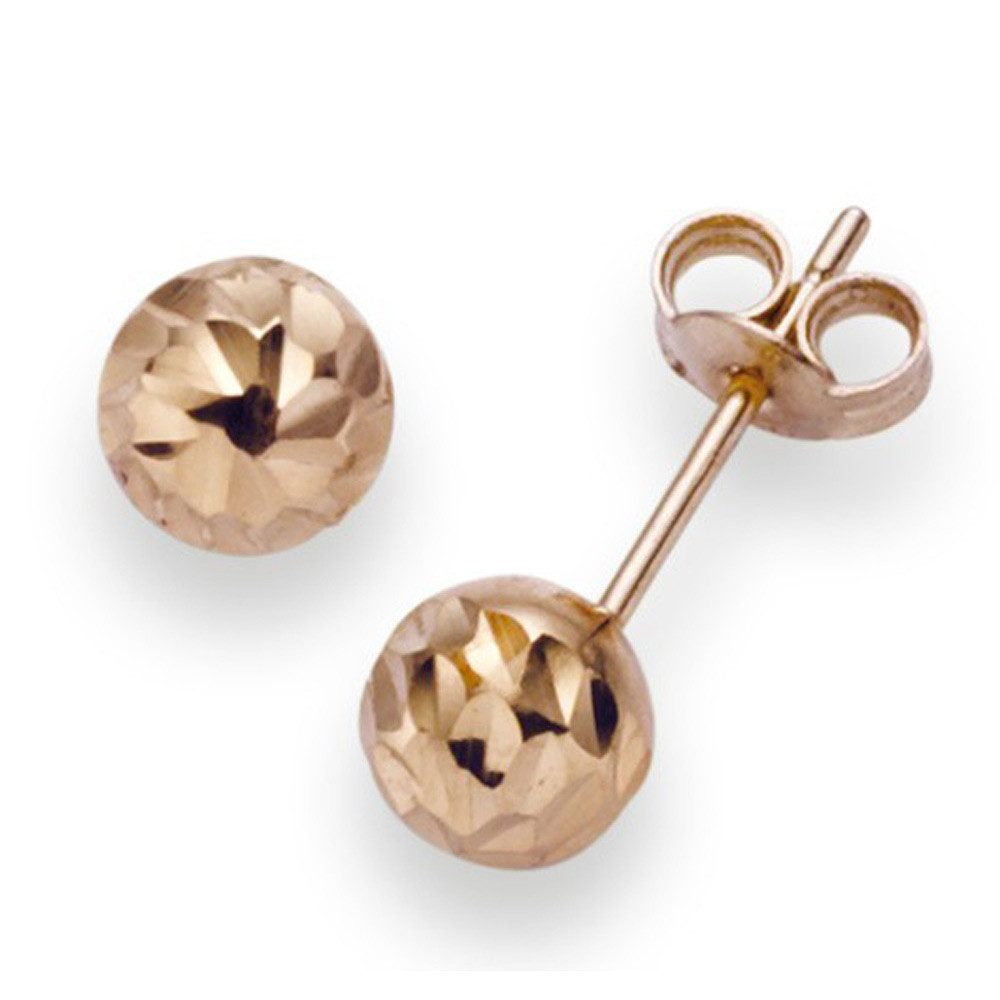 Paar Ohrstecker 6mm Kugel Ohrstecker aus 585 Rotgold