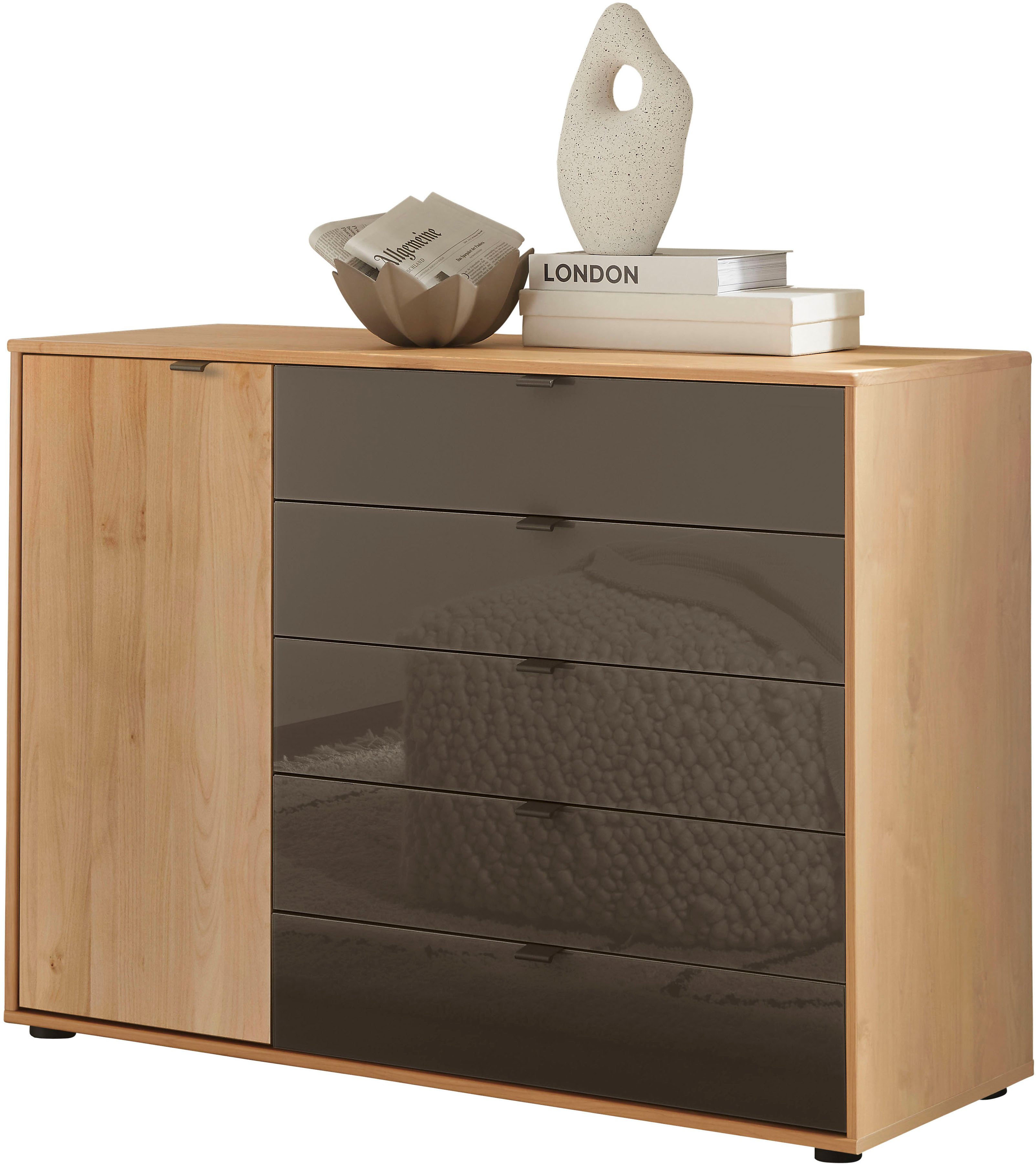 WIEMANN Kombikommode Cardiff Sideboard, Wäscheschrank, teilmassiv Erle, mit Schubladen (Kommode 120x86x43 cm, braun, mit Dämpfung, MADE IN GERMANY), verschiedenen Ausführungen, inklusive Einlegeboden