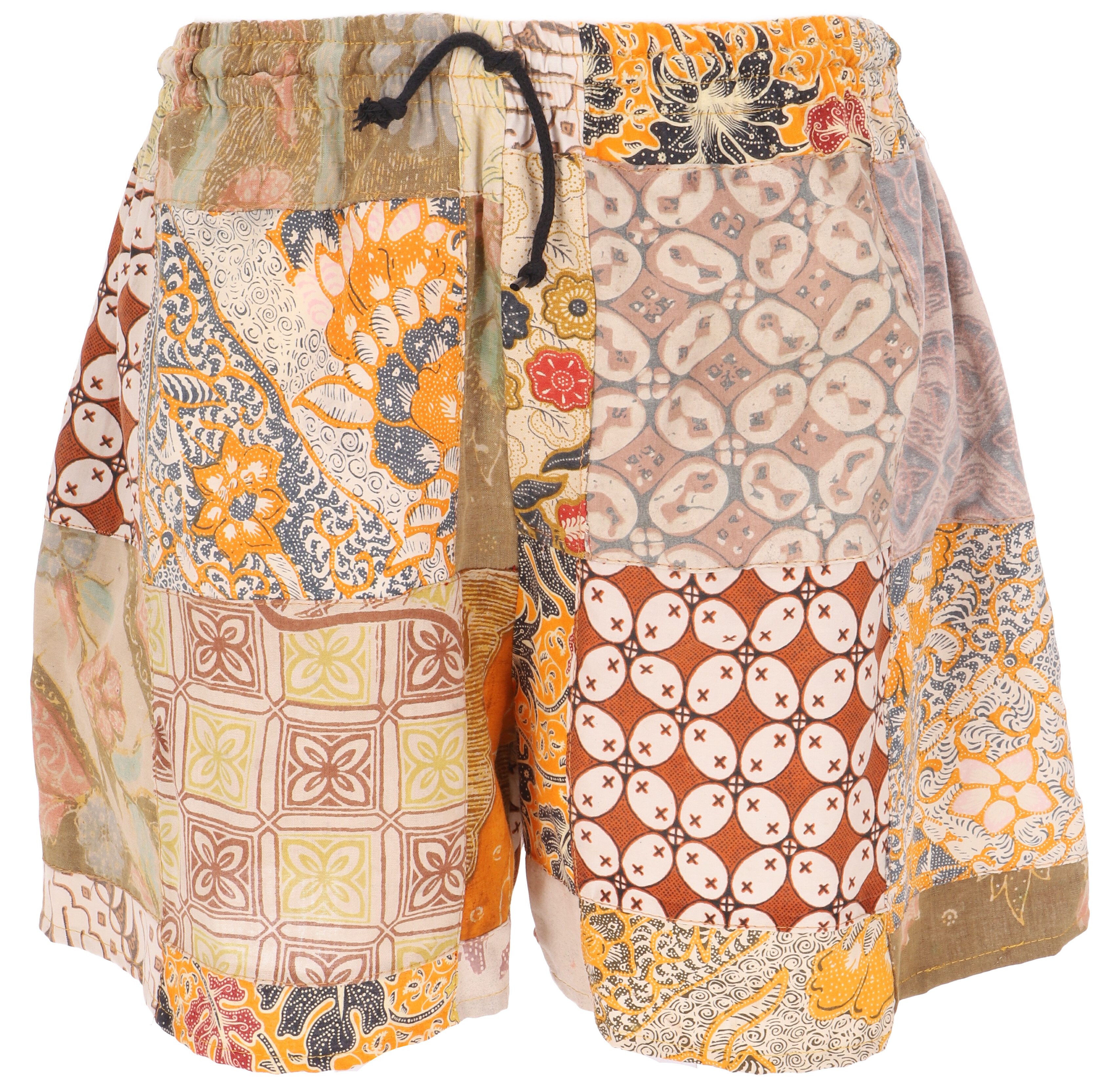 Guru-Shop Hose & Shorts Ethno Patchwork Yogashorts, upcycling.. alternative Bekleidung, Hippie, Ethno Style