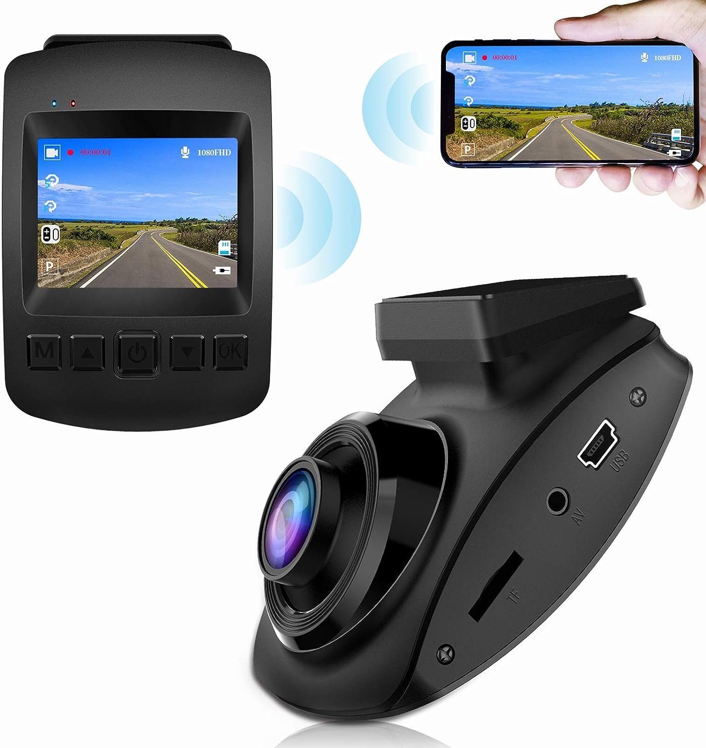 Mutoy Autokamera Dashcam WiFi Full HD 1080P,2 Zoll  Bildschirm,170°Weitwinkel Dashcam (Full HD, WLAN (Wi-Fi), Auto Kamera mit  Notzeichnung, Schleifenaufzeichnung, Parküberwachung/G-Sensor,  Bewegungserkennung)