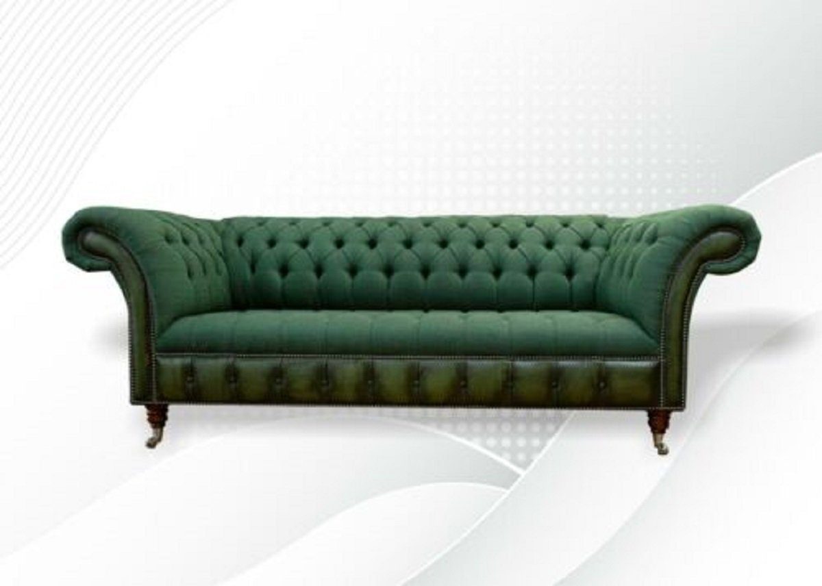 JVmoebel Chesterfield-Sofa Grüner Chesterfield Dreisitzer Luxus Möbel Posltermöbel Design Neu, Made in Europe | Chesterfield-Sofas