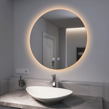 EMKE Badspiegel EMKE Badspiegel mit Beleuchtung LED Badezimmerspiegel Wandspiegel, mit Touch, Beschlagfrei und 3 Lichtfarben Dimmbar,Speicherfunktion