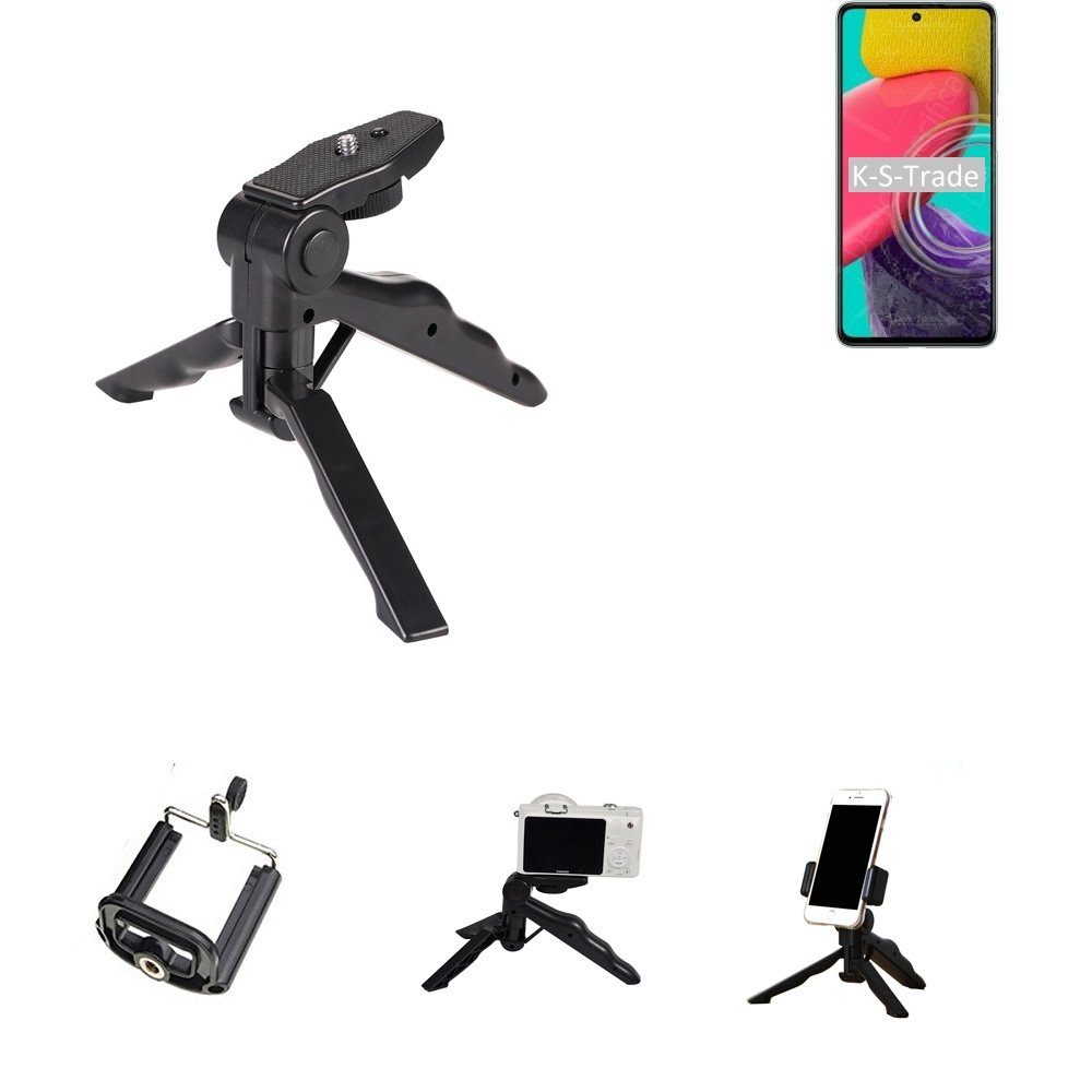K-S-Trade Smartphone-Halterung für Samsung Galaxy M53 5G, (Stativ Tisch-Ständer Dreibein Handy-Stativ Ständer Mini-Stativ)