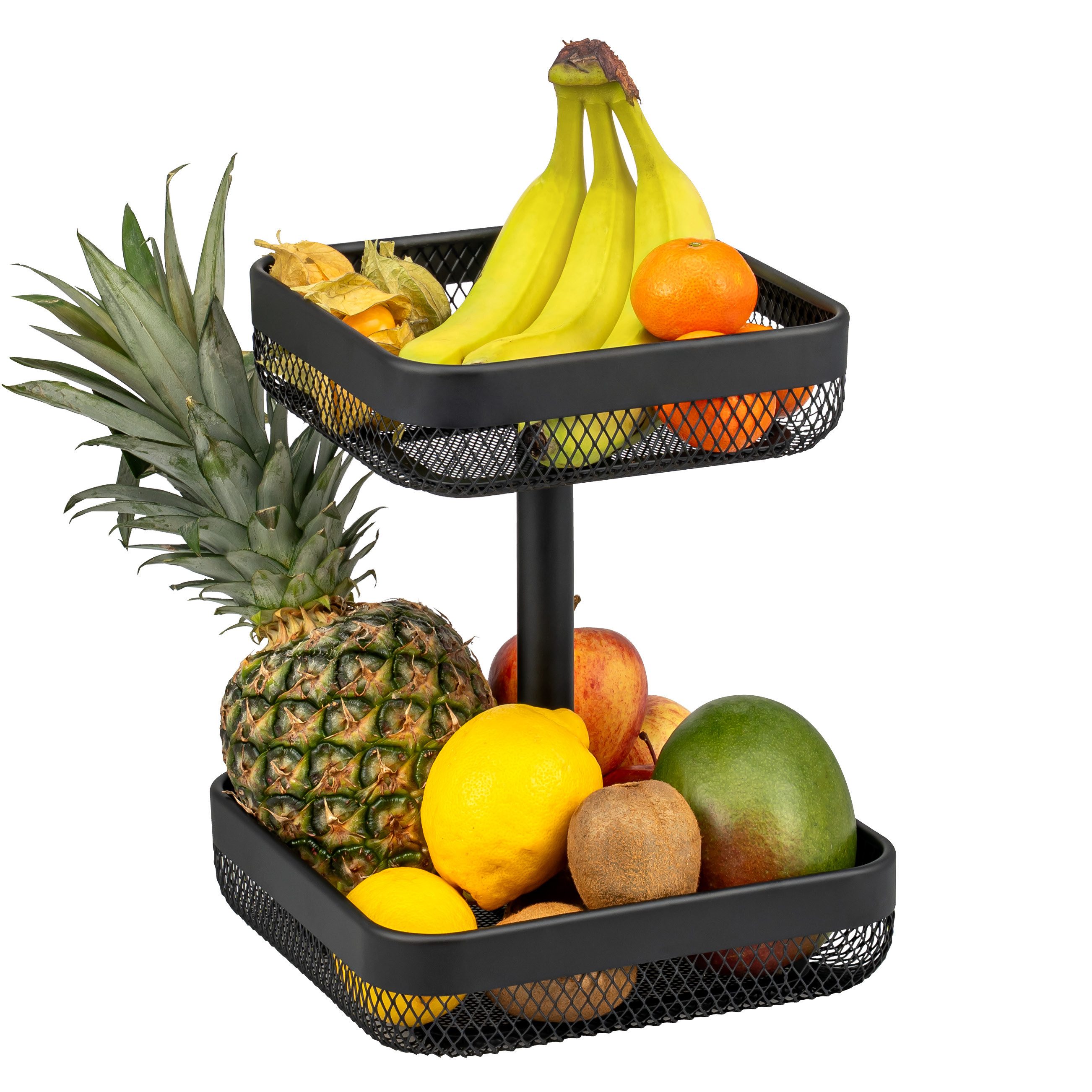 eluno Obstschale 2-stöckig, eckig, 20 x 20 cm und 25 x 25 cm, aus Metall, Metall, 2-stöckig