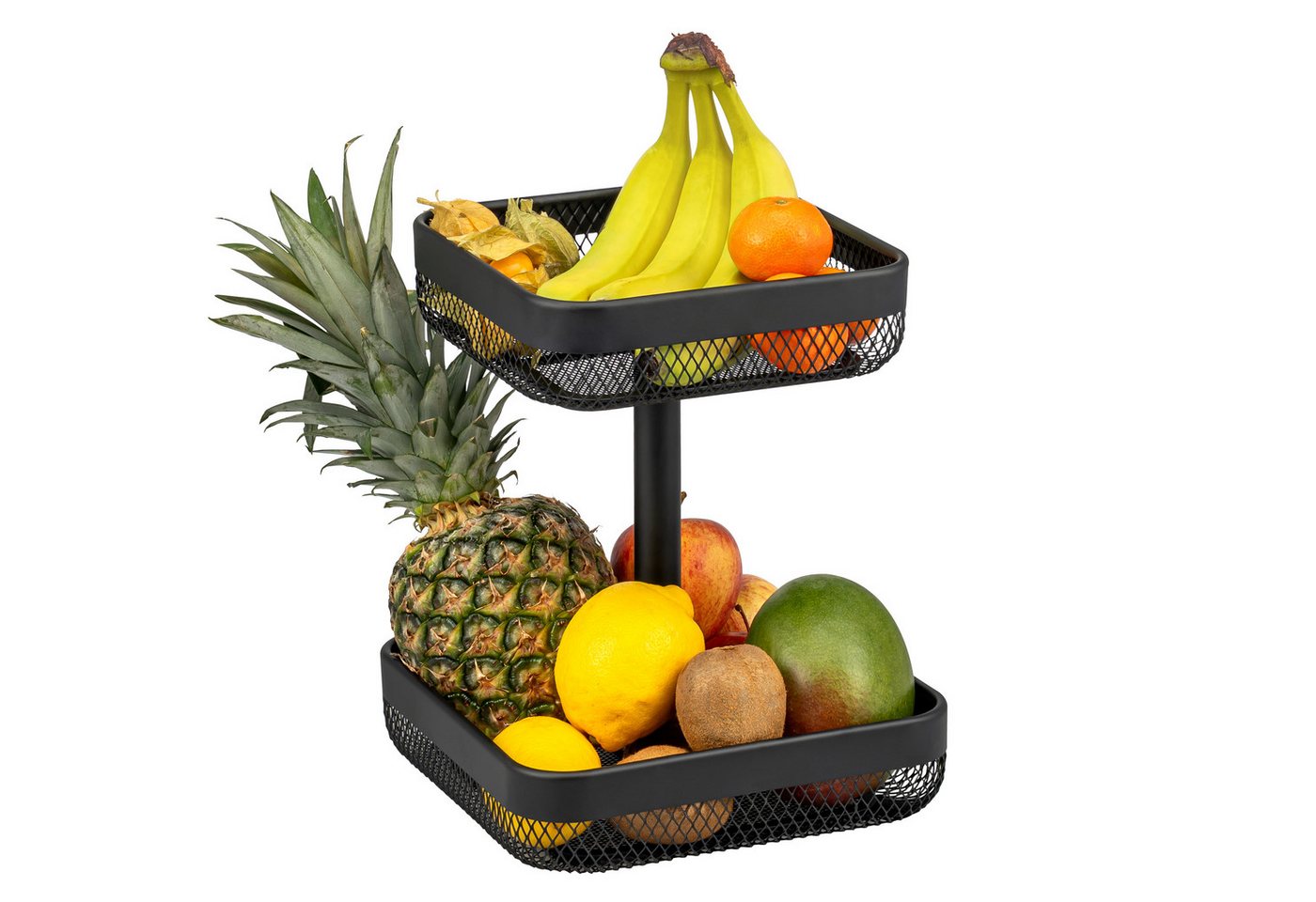 eluno Obstschale 2-stöckig, eckig, 20 x 20 cm und 25 x 25 cm, aus Metall, Metall, 2-stöckig