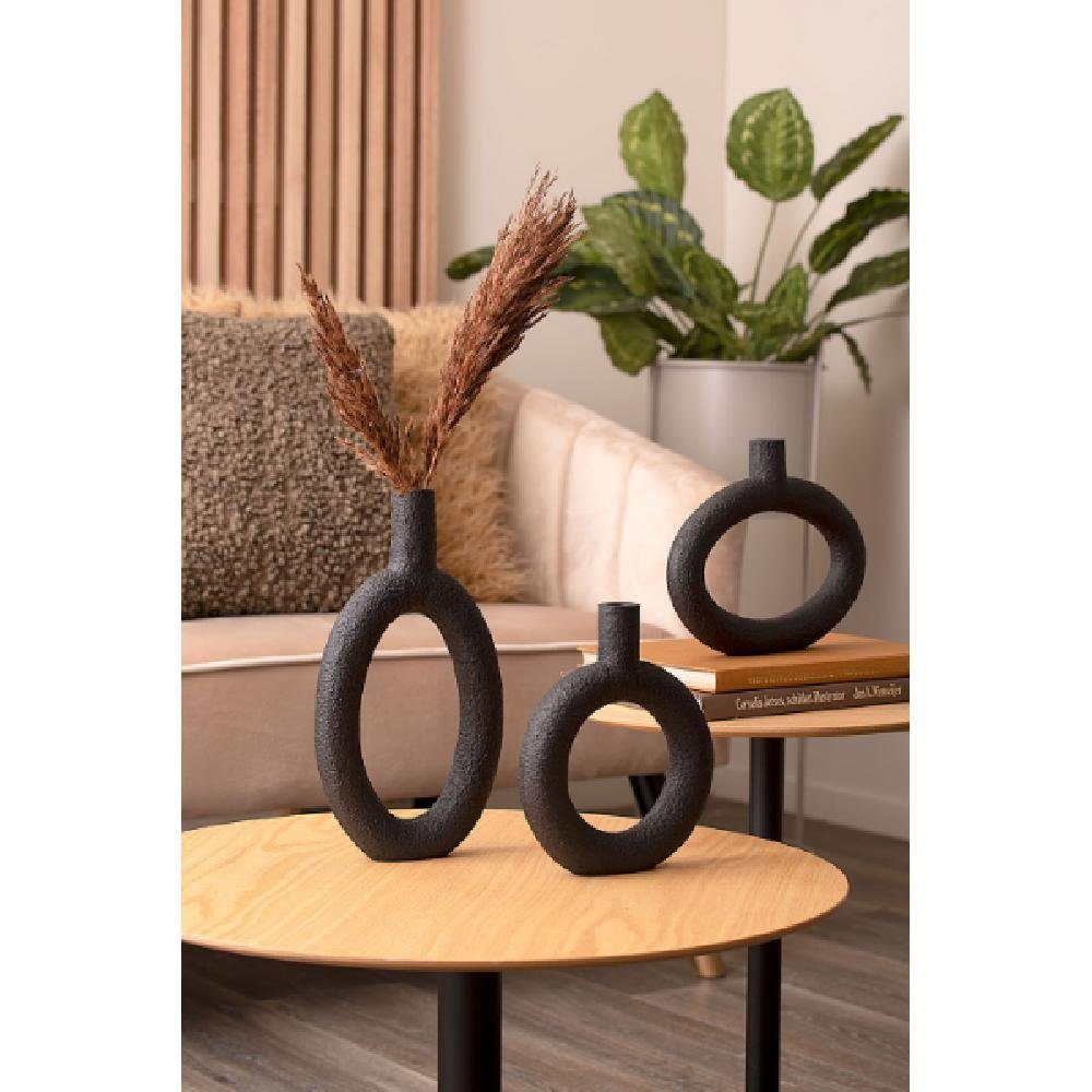 Vase Ring Skulptur Black Polyresin Oval Present Round Time (18x3,5x22,5cm)
