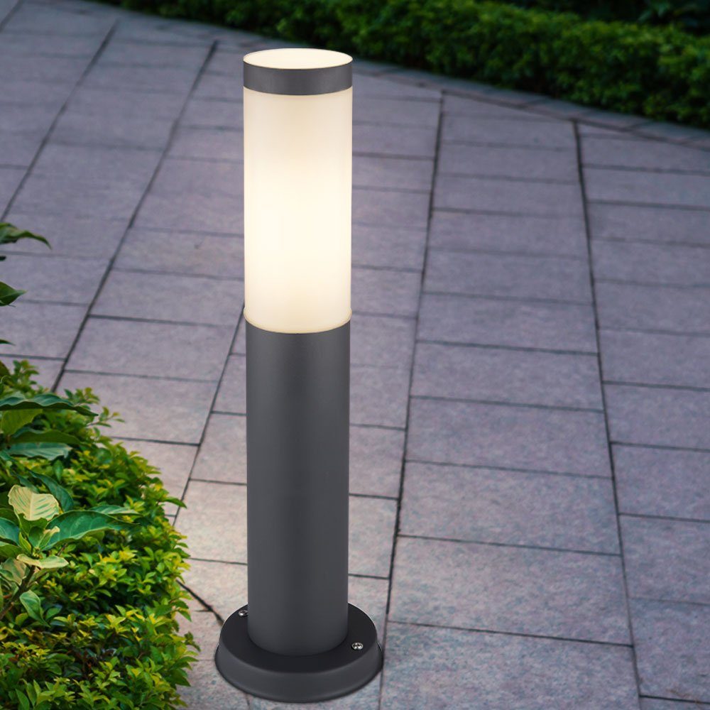 Steh etc-shop Leuchtmittel ANTHRAZIT inklusive, Warmweiß, Beleuchtung Leuchte Garten LED Edelstahl Sockel Außen-Stehlampe,