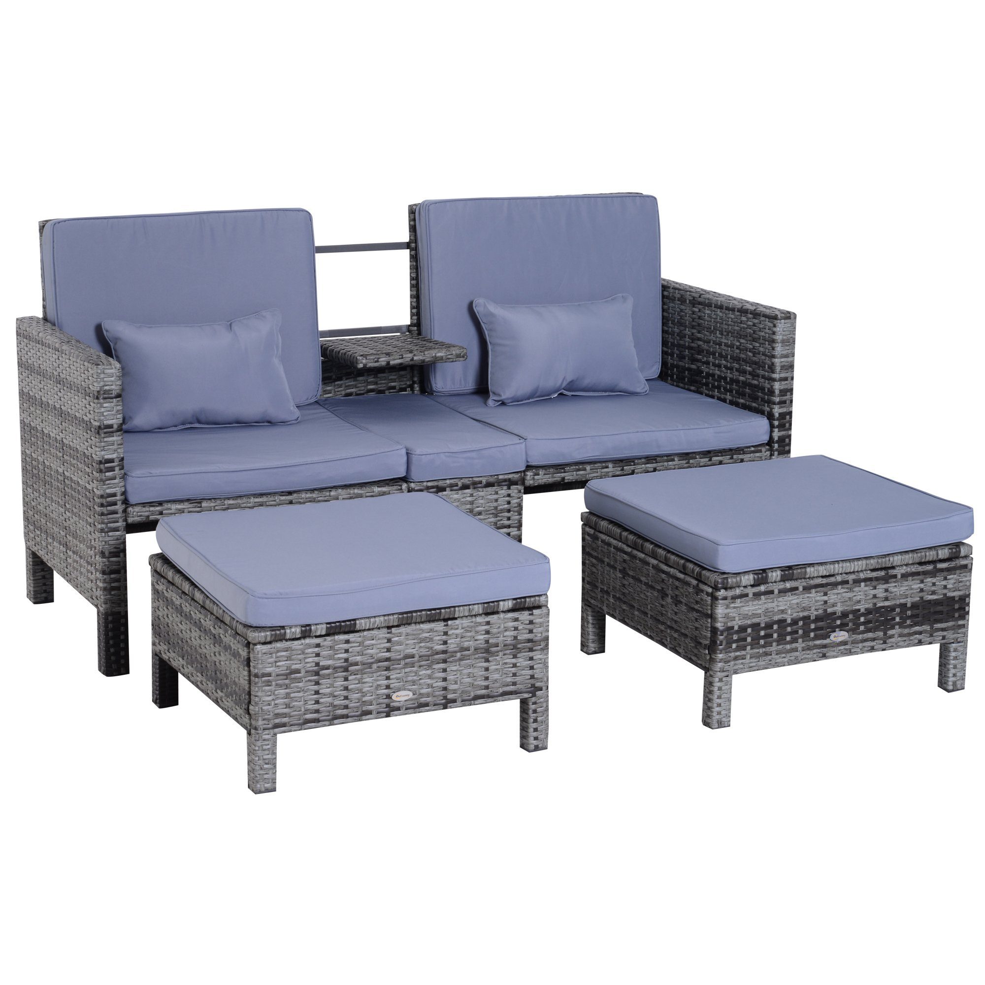 Outsunny Sitzgruppe Rattan-Sitzgruppe als 3-teiliges Set