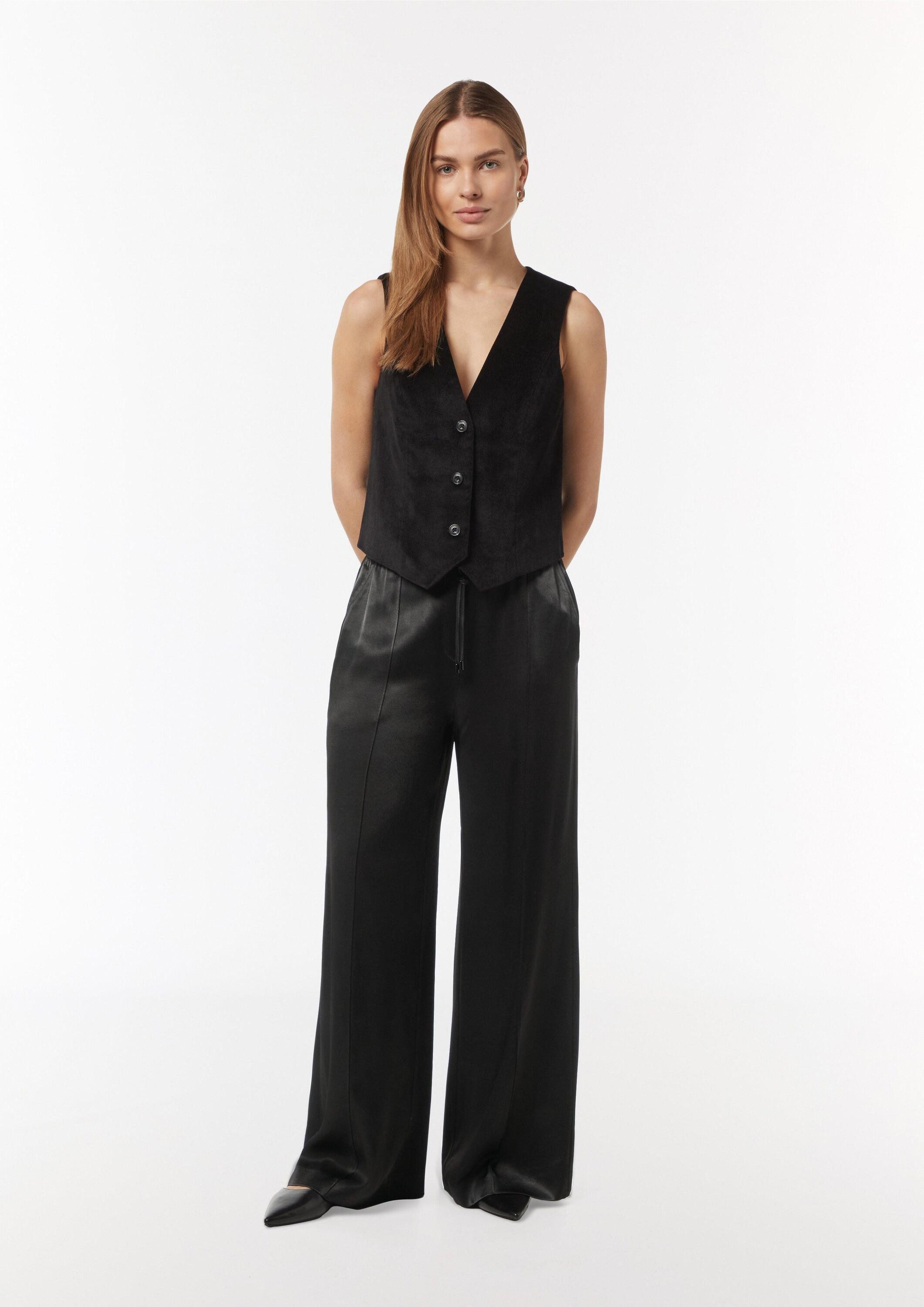 comma Chinos Hose Schlupfhose aus Satin mit elastischem Bund günstig online kaufen