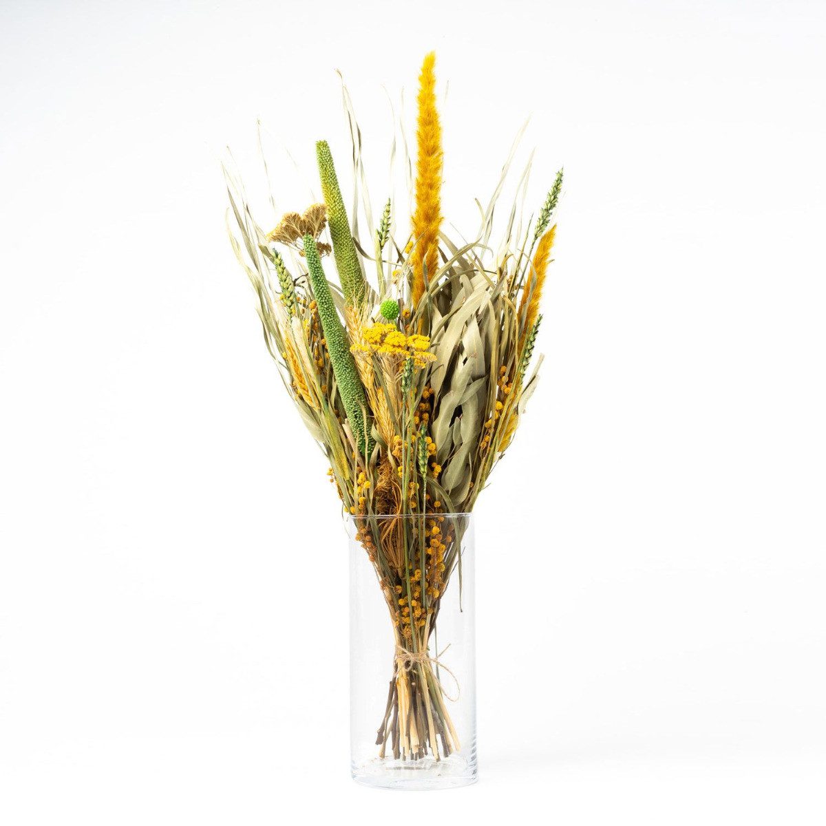 Trockenblume Trockenblumenstrauß Eleanor mit Rispen, gelb-grün, 65 cm, Ø14 cm, artplants, Höhe 65.0 cm