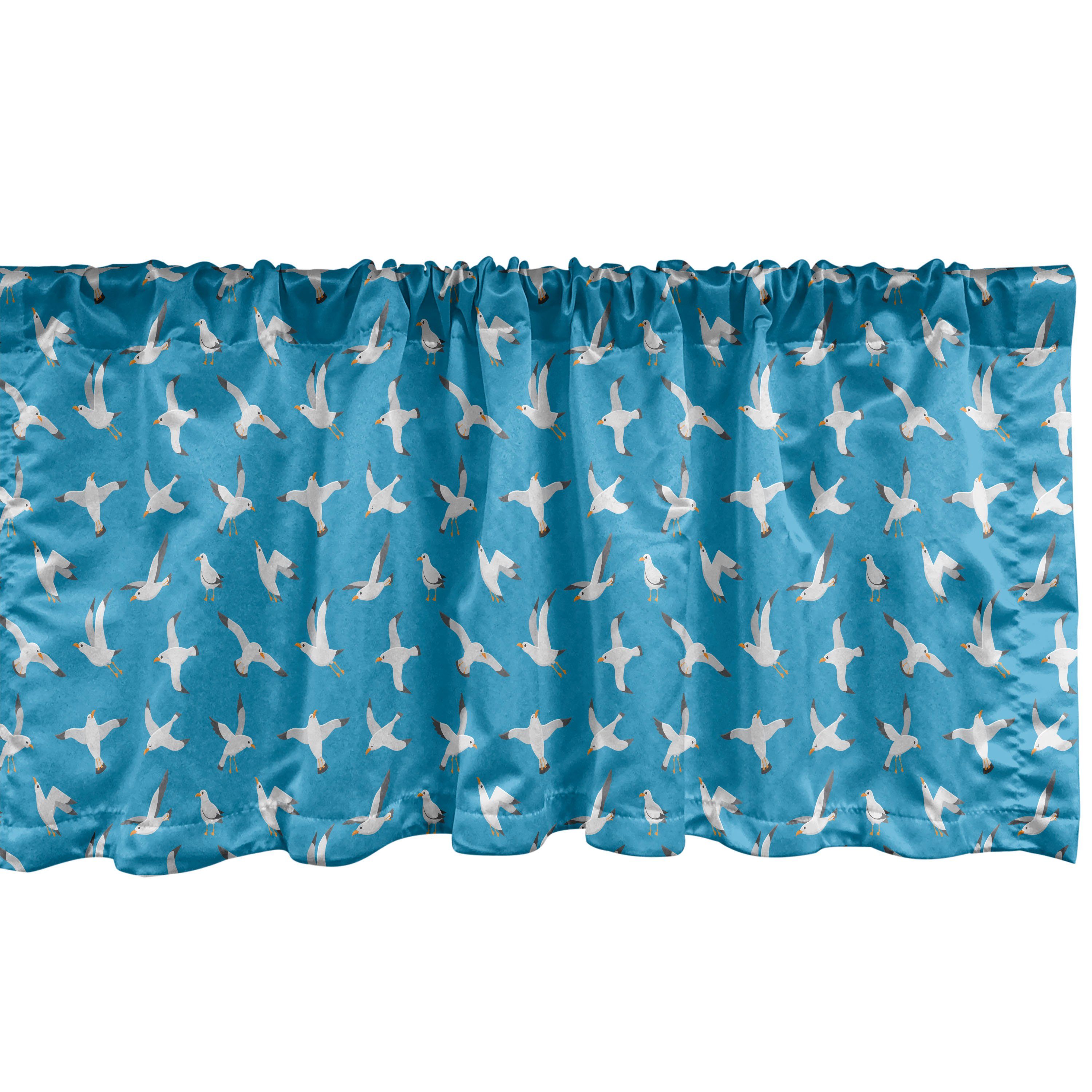 Scheibengardine Vorhang Volant für Küche Schlafzimmer Dekor mit Stangentasche, Abakuhaus, Microfaser, Vogel-Druck Möwen über das Meer