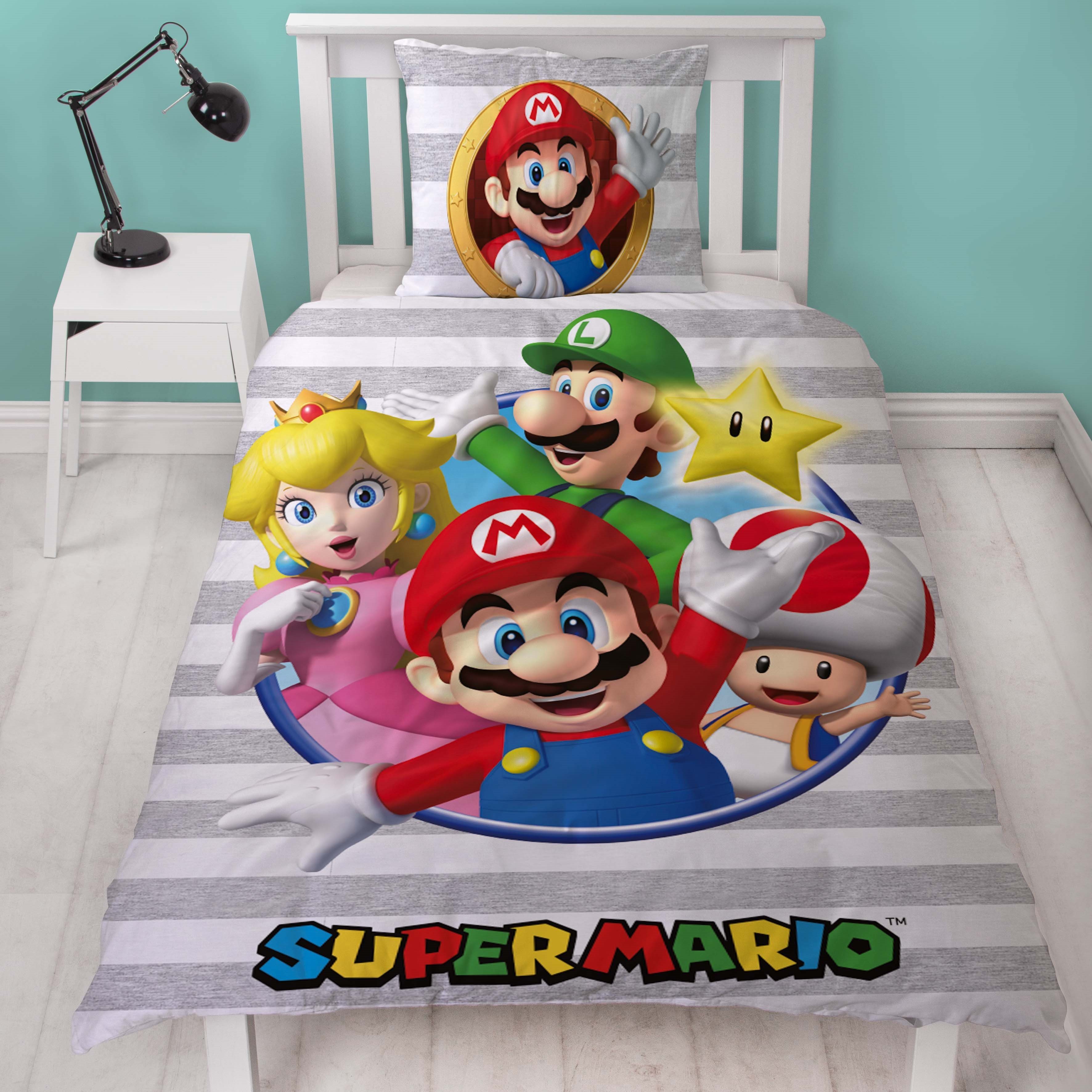 Familando Kinderbettwäsche Nintendo Super Mario "Porträt" 135x200 + 80x80 c günstig online kaufen