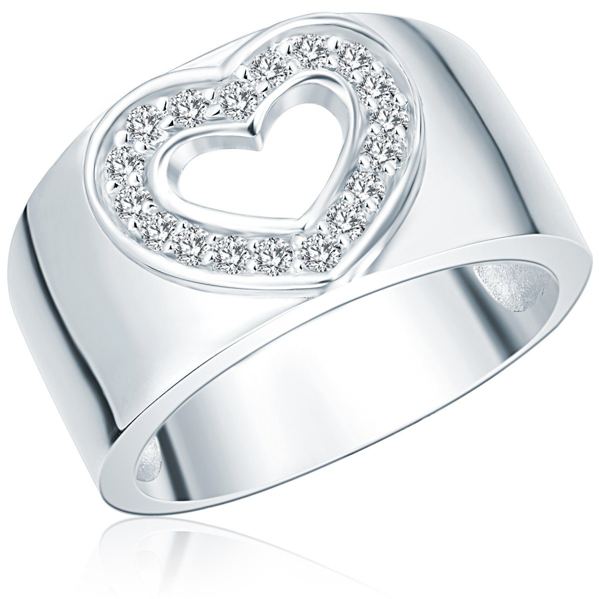 Fidget Ring MATERIA 925 Silber Ring Damen - Verstellbar Größe 52-60 Mit Herz & Kreuz Stern Herz Motiv