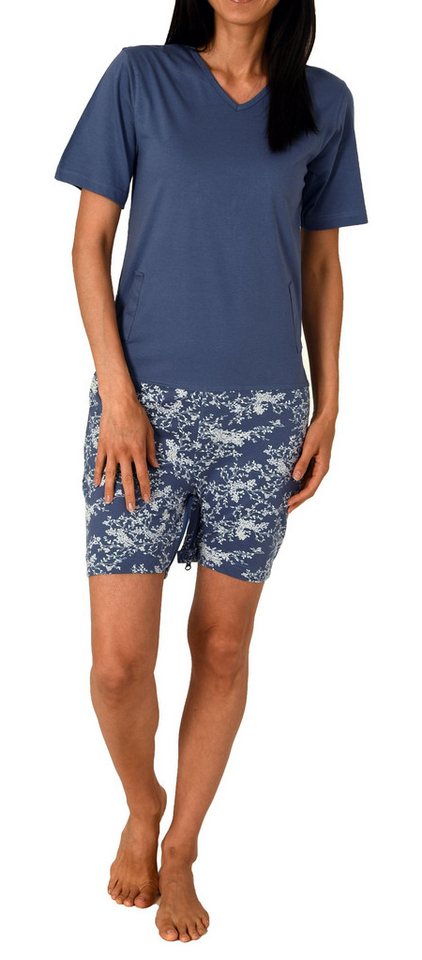 Normann Pyjama Damen kurzarm Pflegeoverall mit Reissverschluss am Rücken und Bein