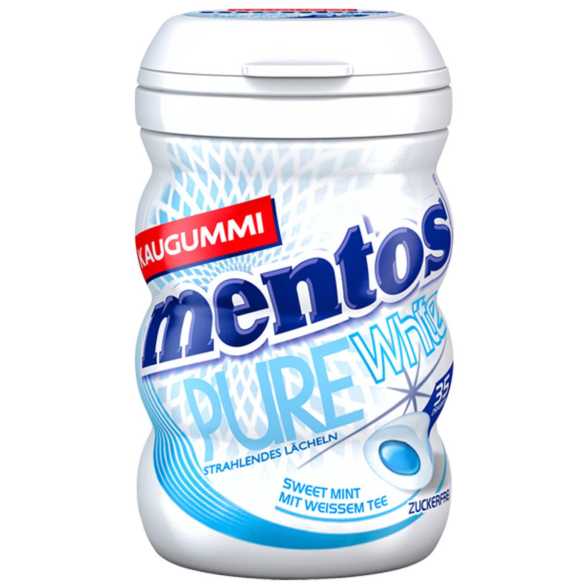 MENTOS Süßigkeit, Mentos Kaugummi Pure White Sweet Mint Geschmack in Curvy Dose 70g