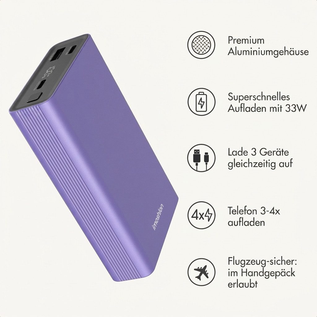 imoshion imoshion Ultra Series Aluminium Powerbank 20.000 mAh - Schnellladen bi Powerbank (1 St)