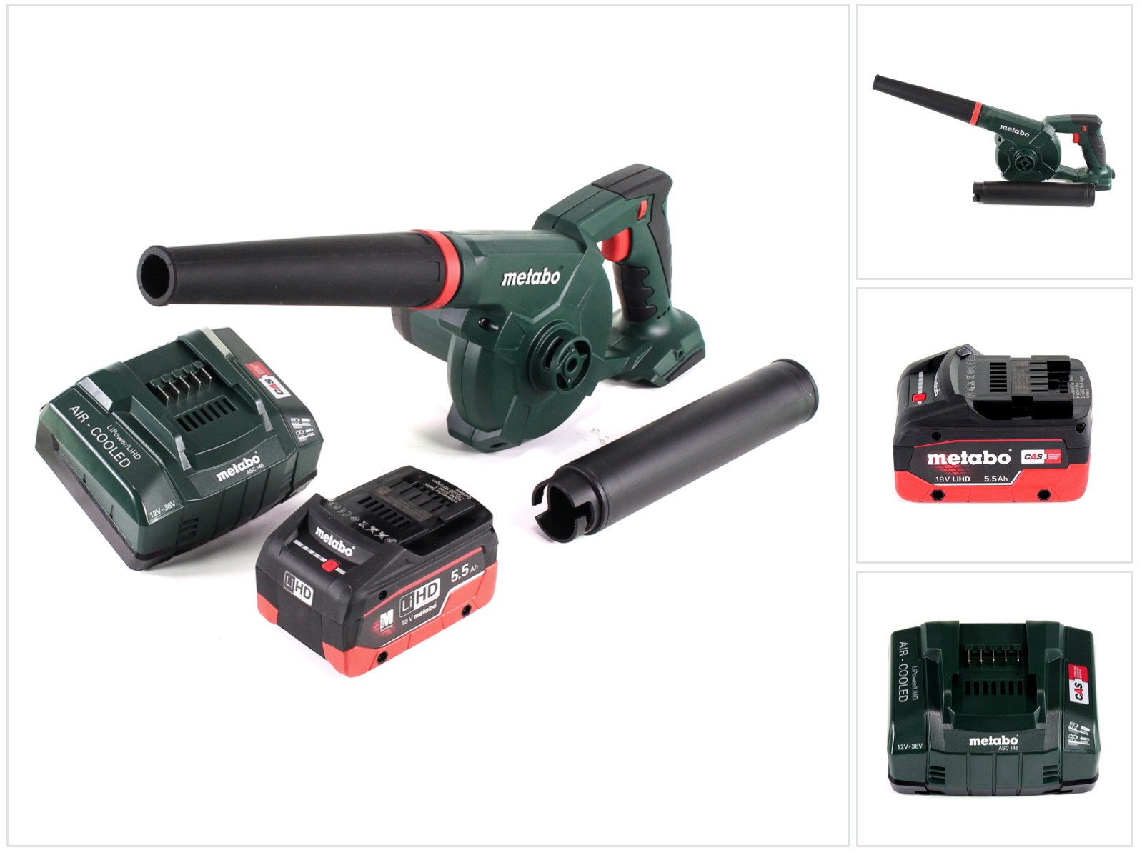 metabo Akku-Laubbläser AG 18 Akku Gebläse 18 V + 1x LiHD Akku 5,5 Ah + Ladegerät