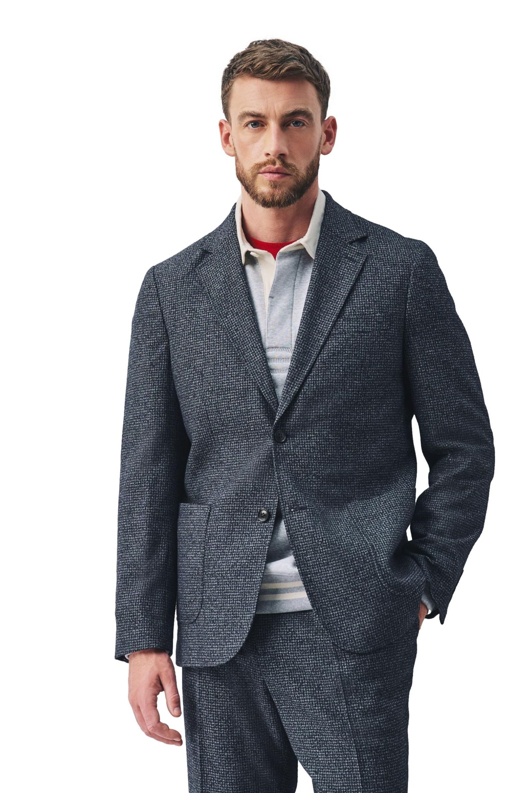 Next Anzugsakko Strukturiertes Tailored Fit Boucle-Anzugsakko (1-tlg)