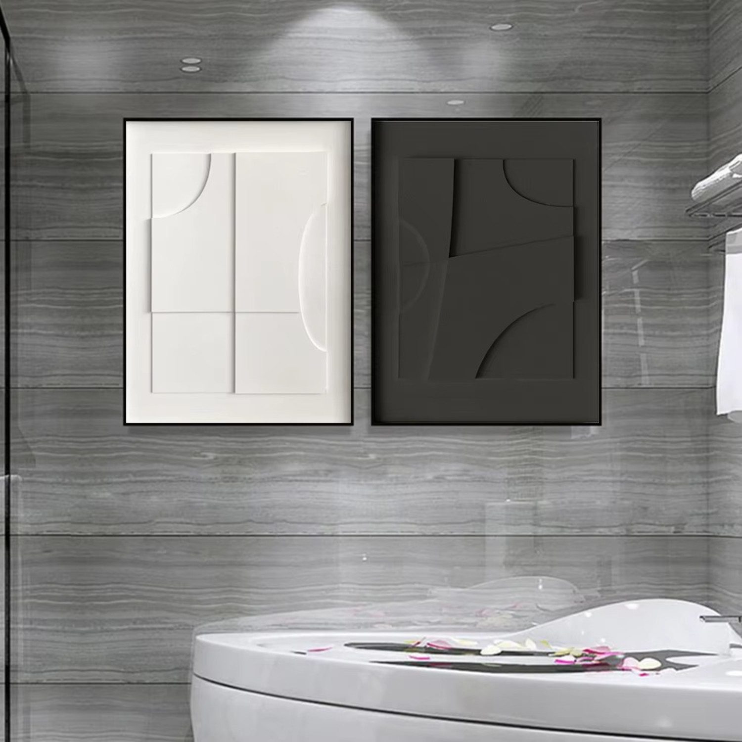 TPFLiving Kunstdruck OHNE RAHMEN, Abstrakte Geometrische Formen mit 3D Wirkung - (Leinwandbild XXL), Farben: Farben: beige, schwarz, braun, weiß -Größe: 20x30cm