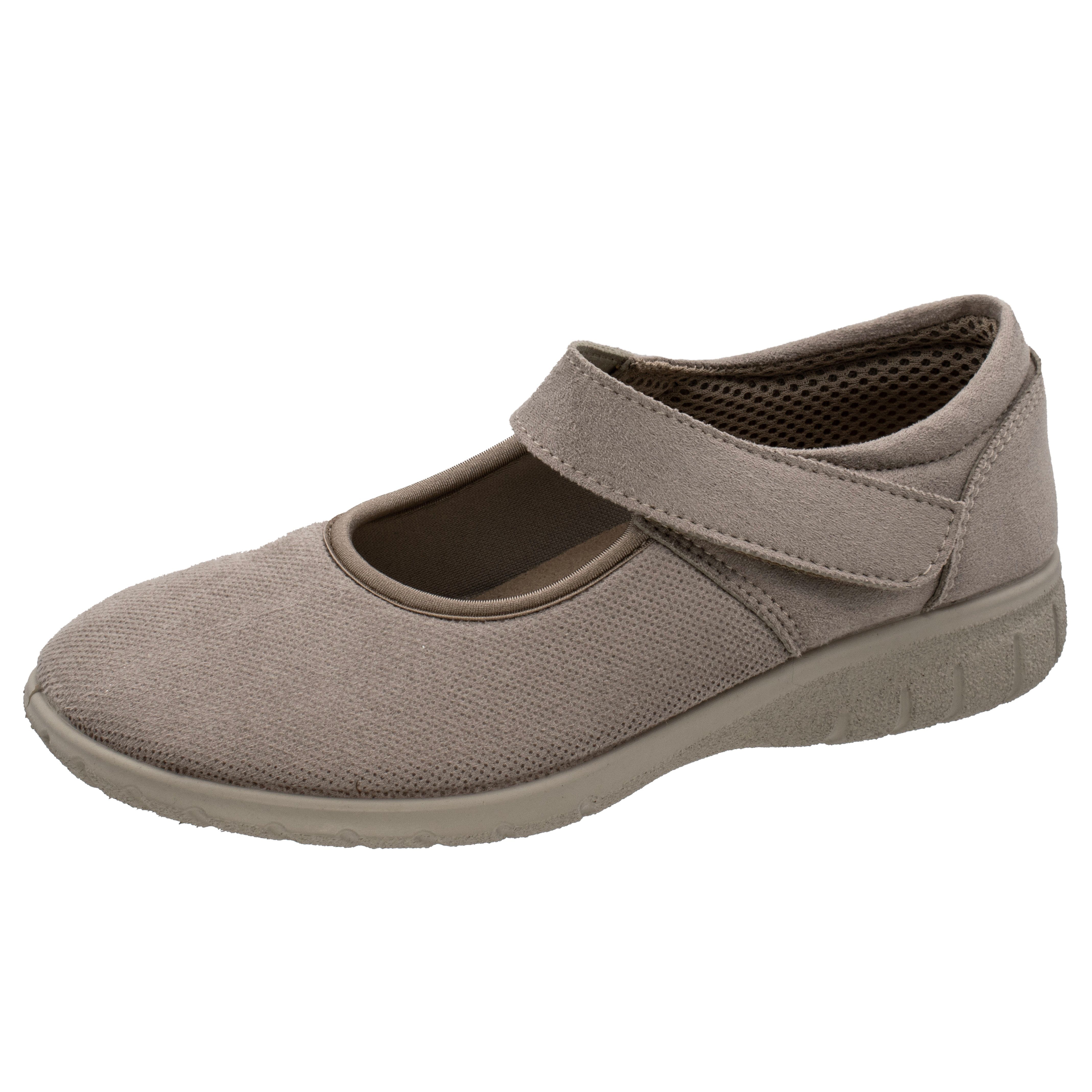 Fischer-Markenschuh Birgit Ballerina aus Stretchmaterial, Ledereinlegesohle herausnehmbar, Gummi-Laufsohle