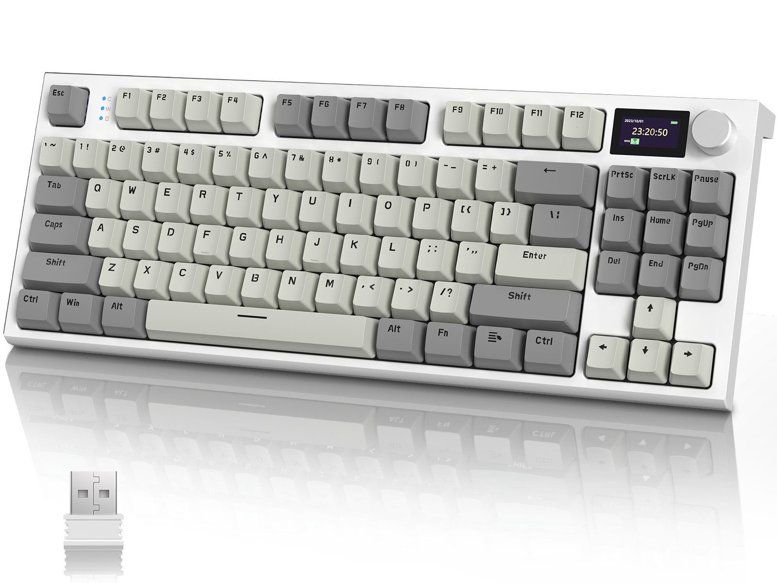 ATTACK SHARK ATTACK SHARK K86 Mechanische Tastatur mit drei Modi und Dichtung Gaming-Tastatur (Dichtungshalterung mit Farbdisplay und Drehknopf, RGB)