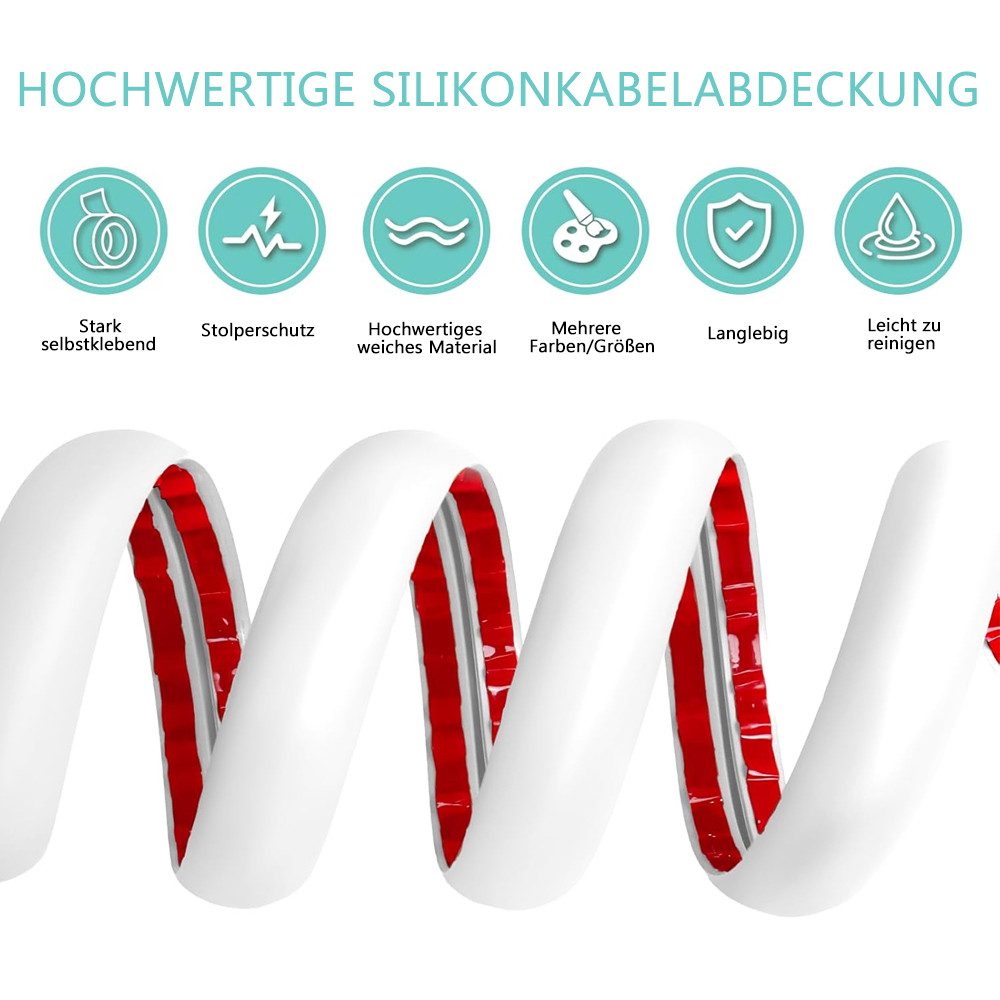 TUWENA Kabelkanal 3m Kabelkanal selbstklebend, Flexiblen Kabelschutz, Boden Kabelbrücke