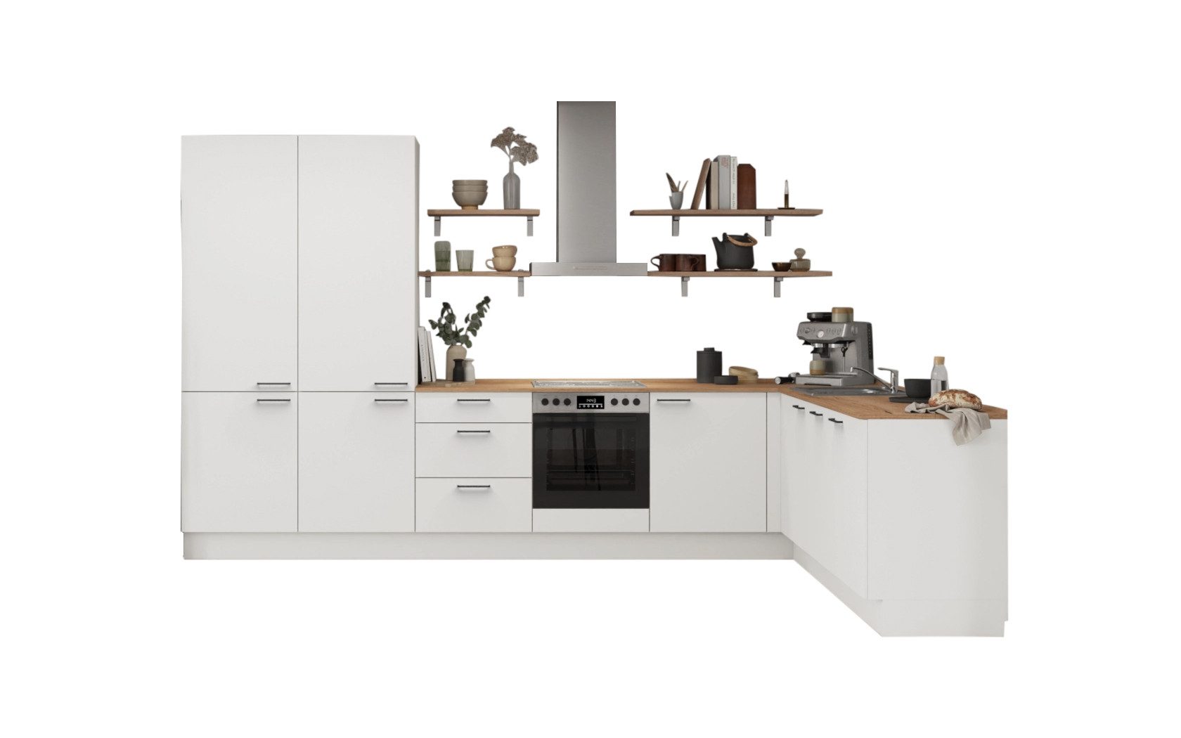 nobilia® Winkelküche Alma, individuell anpassbar, gratis Küchenplanung mit Profis, (Breite 613.2 cm), vormontiert, wahlw. mit E-Geräten, inkl. Lieferung