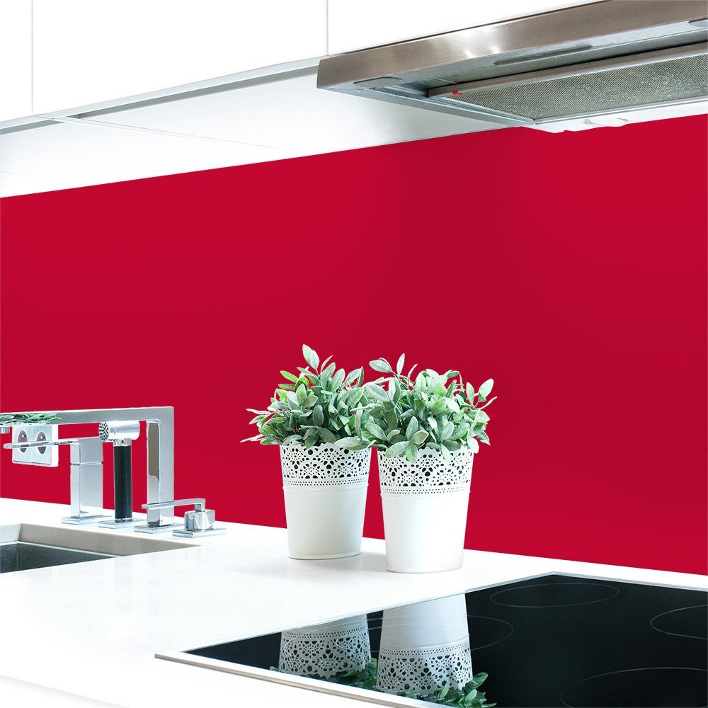 3018 RAL 2 mm Unifarben DRUCK-EXPERT 0,4 Hart-PVC Rottöne Erdbeerrot Küchenrückwand Küchenrückwand ~ Premium selbstklebend