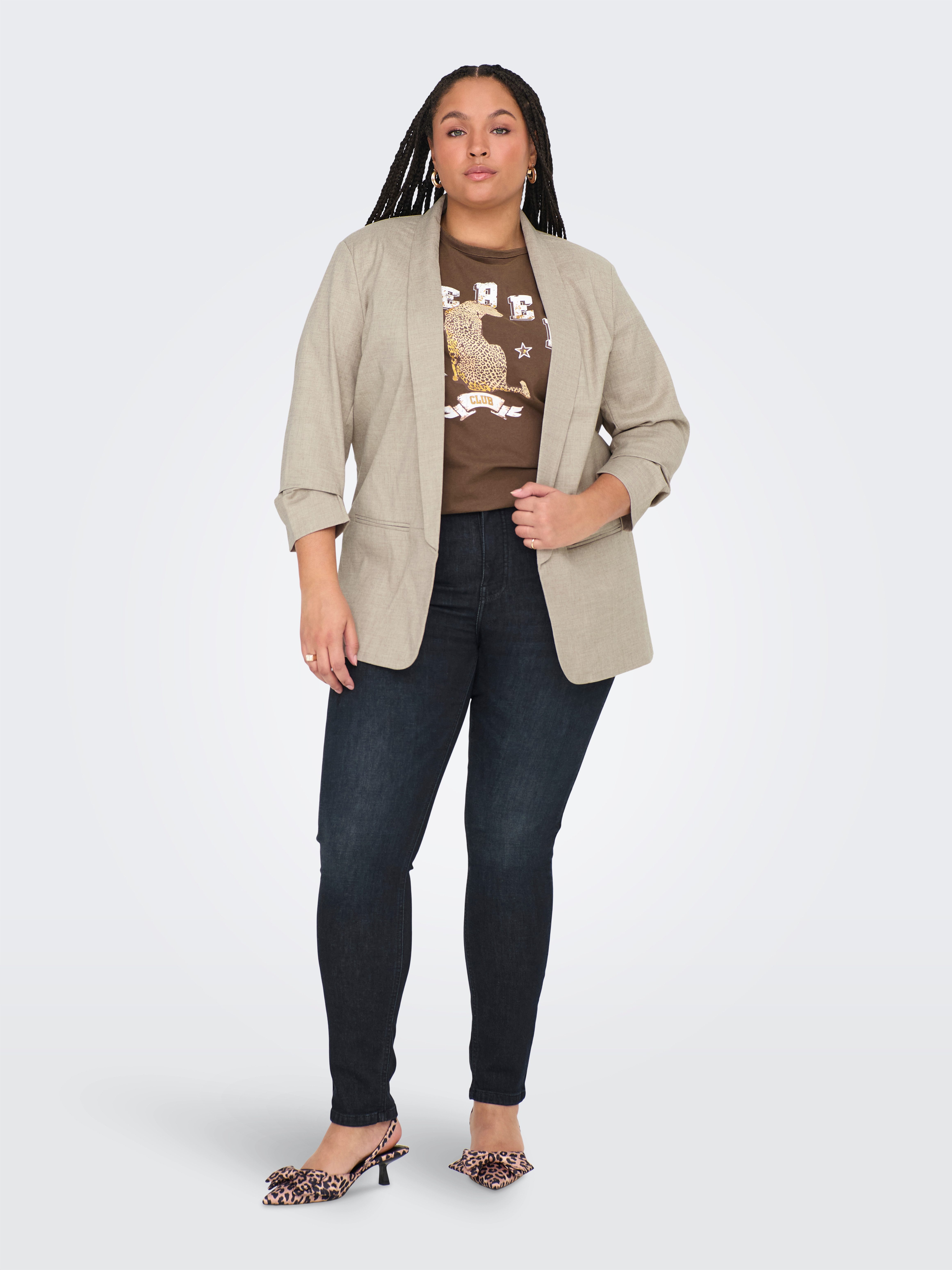 ONLY CARMAKOMA Kurzblazer CARELLY 3/4 LIFE BLAZER WVN Kunstfaser mit Stretch