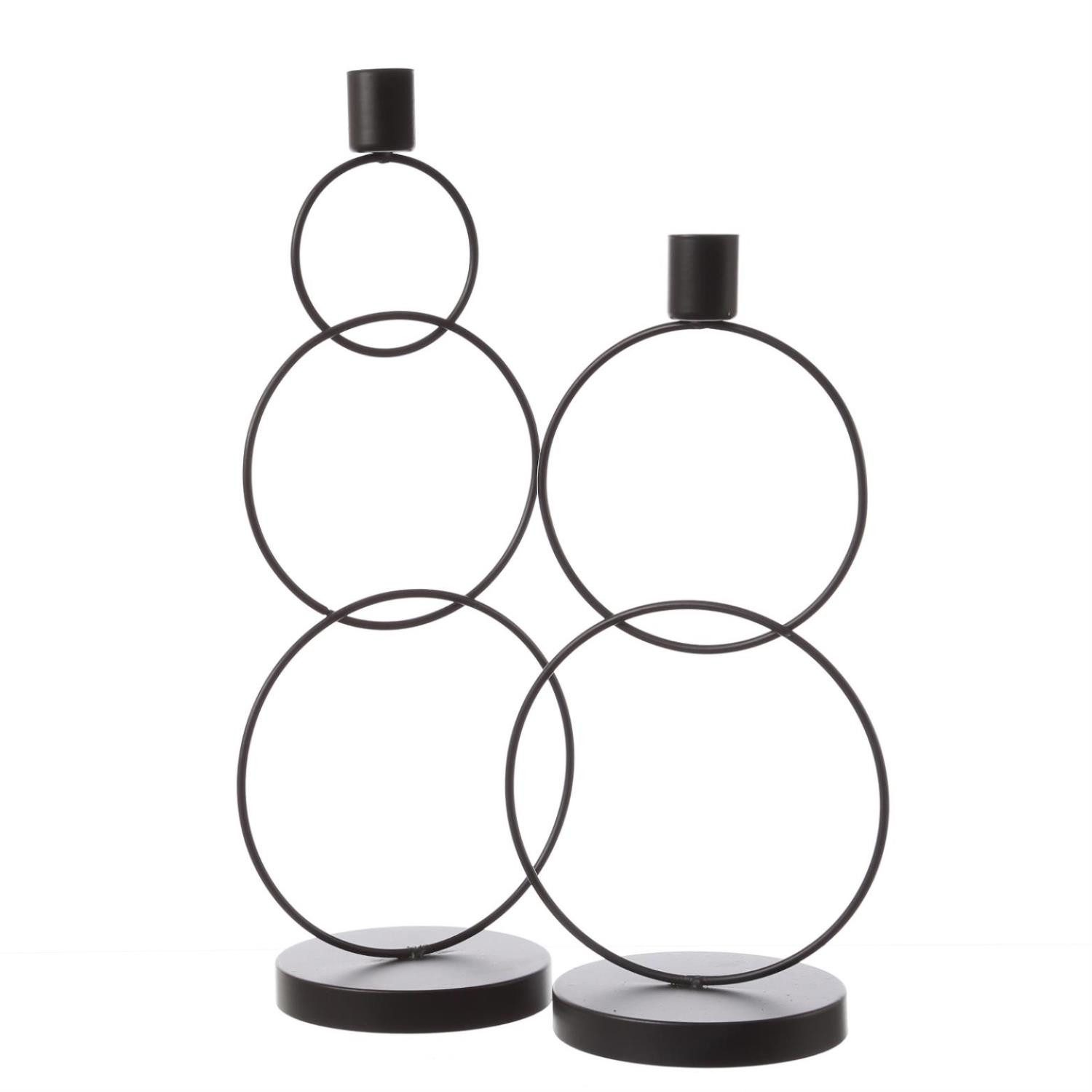 Kerzenhalter Stabkerzenhalter Kerzenständer 2 u. 3 Ringe Tafelkerzenhalter 2er Set